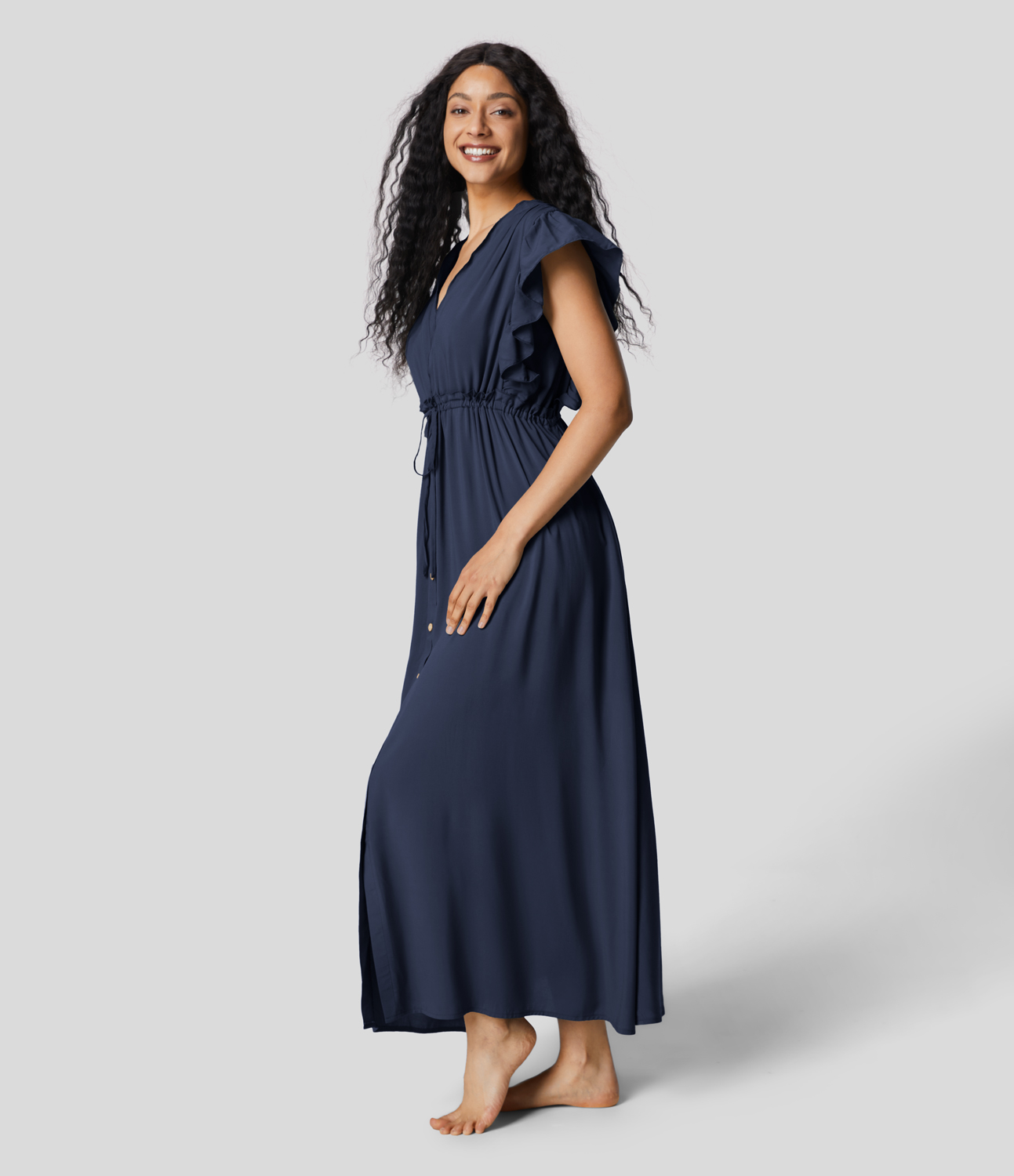 Halara Deep V Neck Butterfly Sleeve Backless Drawstring Button Side Pocket Flowy Maxi Casual Dress Casual Dress - Foggy Blue - slip dress
Halara Deep V Neck Butterfly Sleeve Backless Drawstring Button Side Pocket Flowy Maxi Casual Dress Casual Dress - Foggy Blue - slip dress