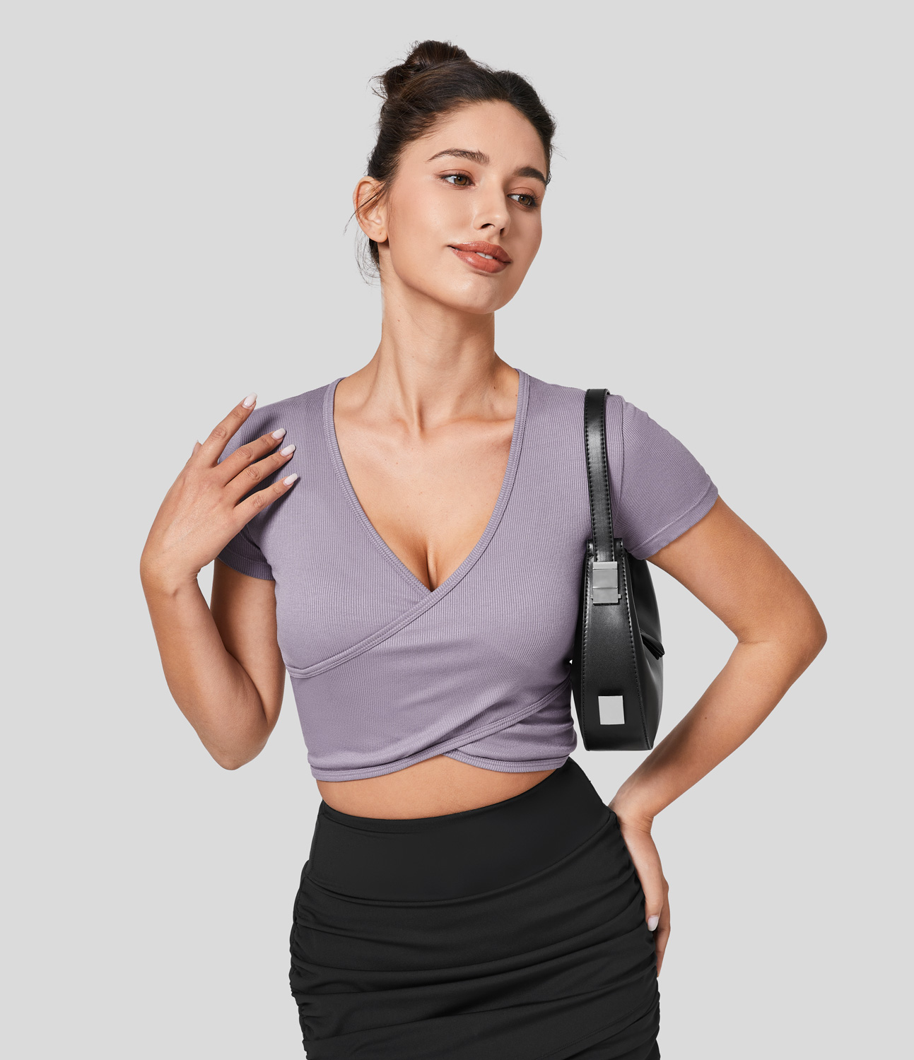 Halara Ribbed Knit V Neck Crossover Wrapped Cropped Casual Top Tank Top - Purple Ash - golf tops halter top tunic tops sleeveless tops
Halara Ribbed Knit V Neck Crossover Wrapped Cropped Casual Top Tank Top - Purple Ash - golf tops halter top tunic tops sleeveless tops