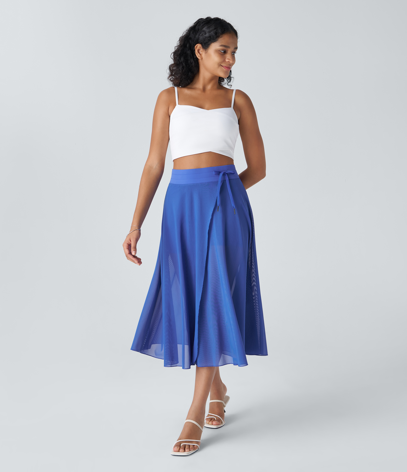 Halara High Waisted Drawstring Contrast Mesh 2-in-1 Side Pocket Flowy Midi Flare Casual Skirt - Illusionary Midnight Blue
Halara High Waisted Drawstring Contrast Mesh 2-in-1 Side Pocket Flowy Midi Flare Casual Skirt - Illusionary Midnight Blue