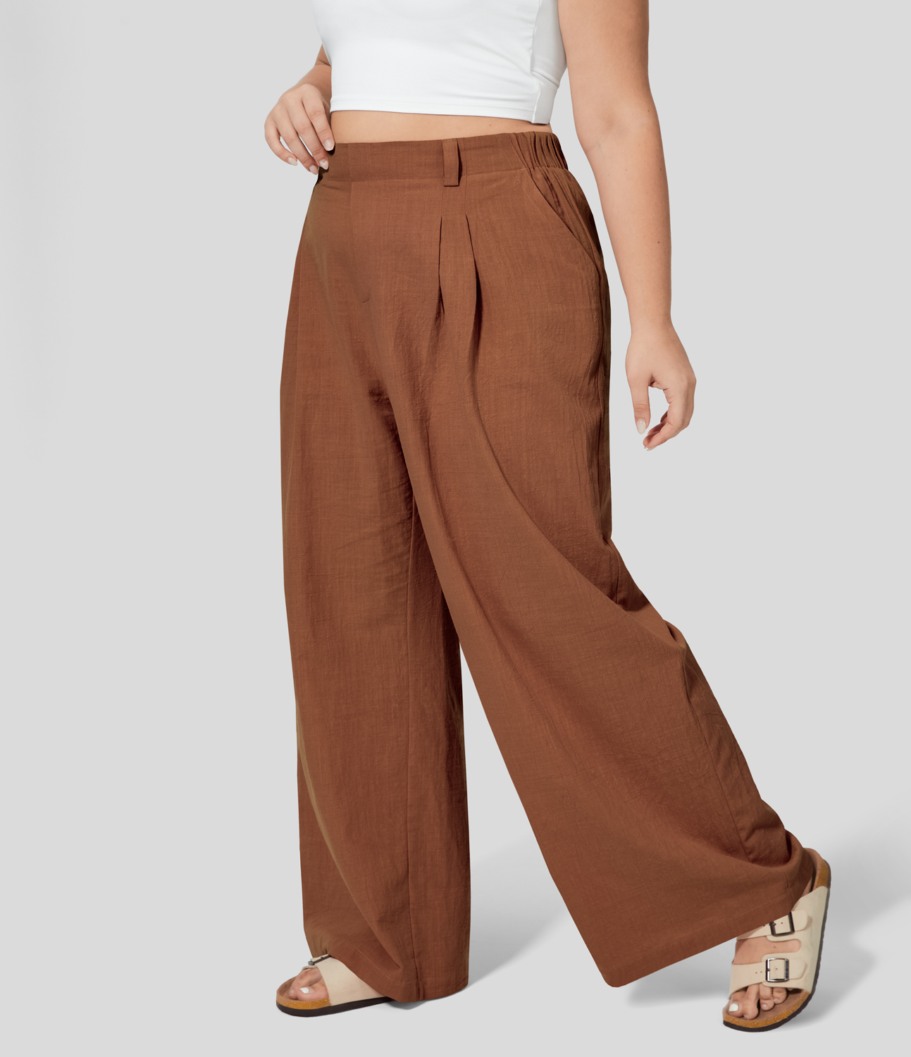 Halara High Waisted Plicated Side Pocket Wide Leg Flowy Casual Plus Size Pants - Rust Red
Halara High Waisted Plicated Side Pocket Wide Leg Flowy Casual Plus Size Pants - Rust Red