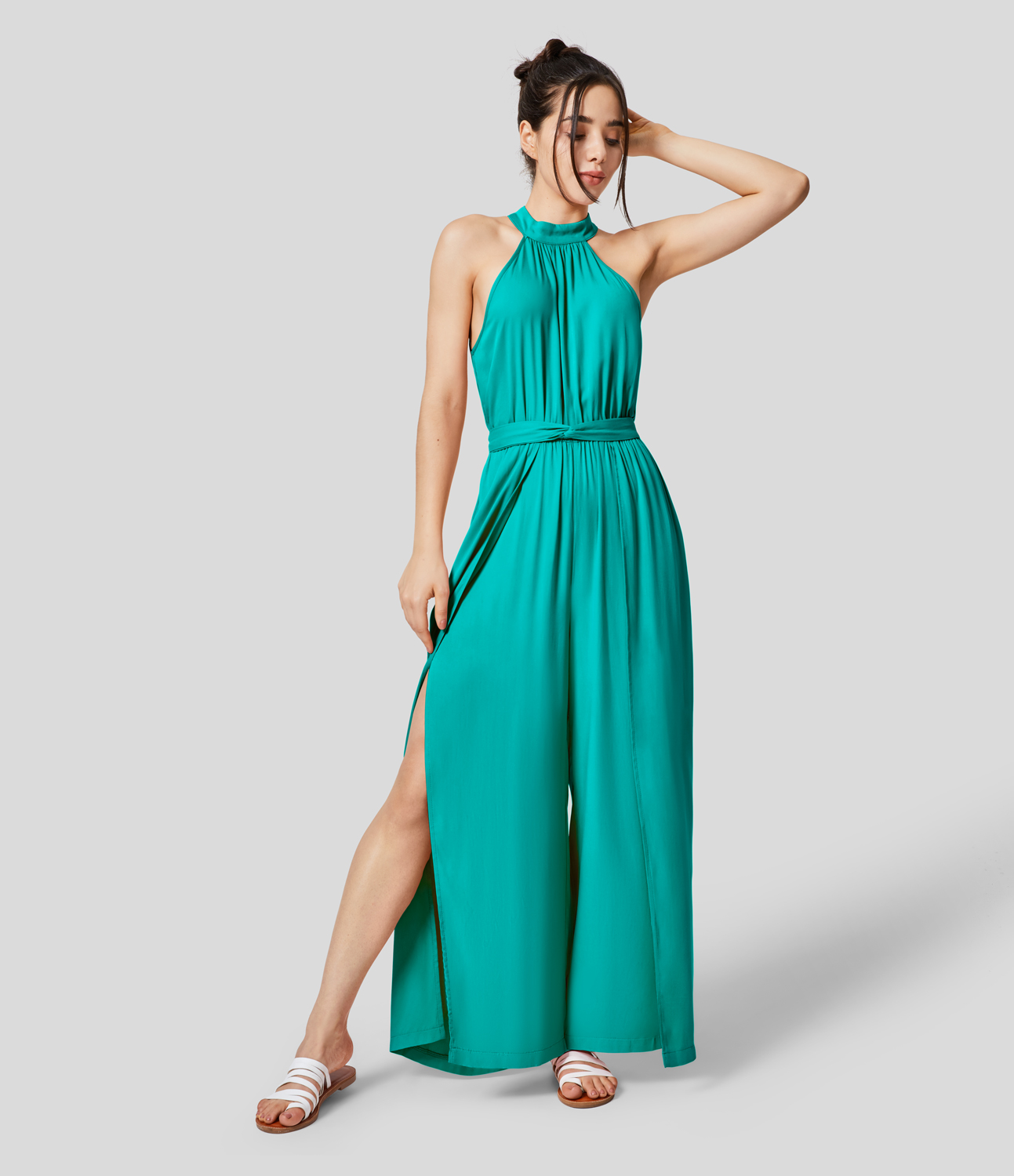 Halara Halter Button Sleeveless Belted Wide Leg Split Flowy Casual Jumpsuit - Ceramic
Halara Halter Button Sleeveless Belted Wide Leg Split Flowy Casual Jumpsuit - Ceramic
