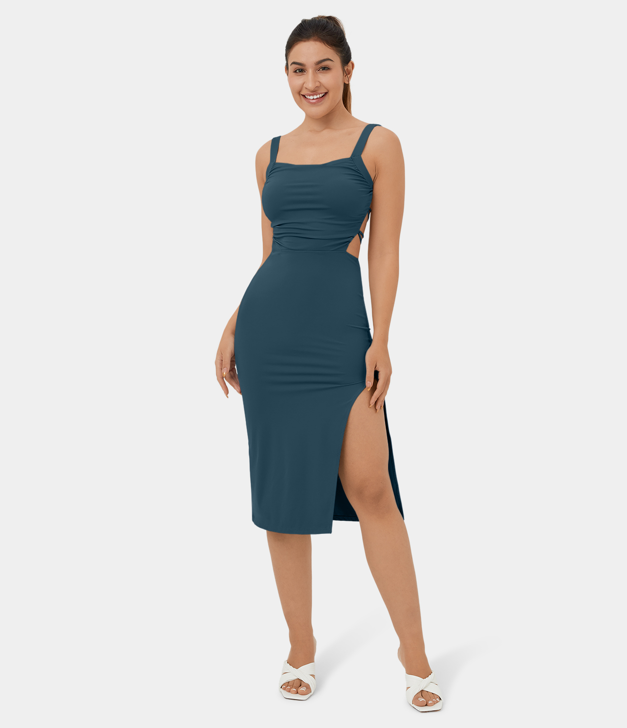 Halara Ruched Backless Crisscross Lace Up Split Bodycon Midi Casual Dress Casual Dress - Majolica Blue - slip dress beach dress
Halara Ruched Backless Crisscross Lace Up Split Bodycon Midi Casual Dress Casual Dress - Majolica Blue - slip dress beach dress