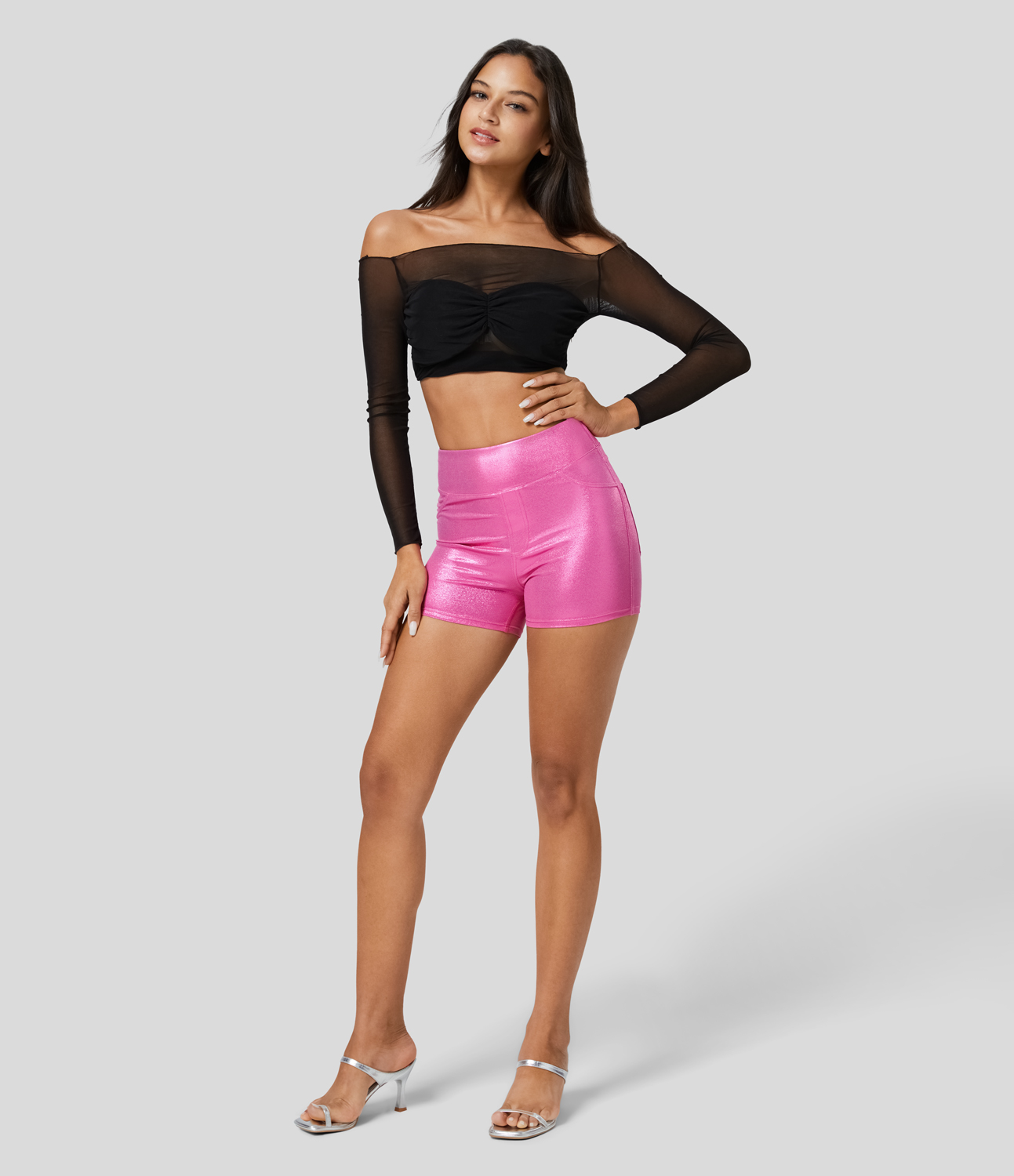 Halara Softlyzeroв„ў Faux Leather High Waisted Back Side Pocket Metallic Foil Print Stretchy Casual Biker Shorts 3'' - Shiny Fuchsia Fedora
Halara Softlyzeroв„ў Faux Leather High Waisted Back Side Pocket Metallic Foil Print Stretchy Casual Biker Shorts 3'' - Shiny Fuchsia Fedora