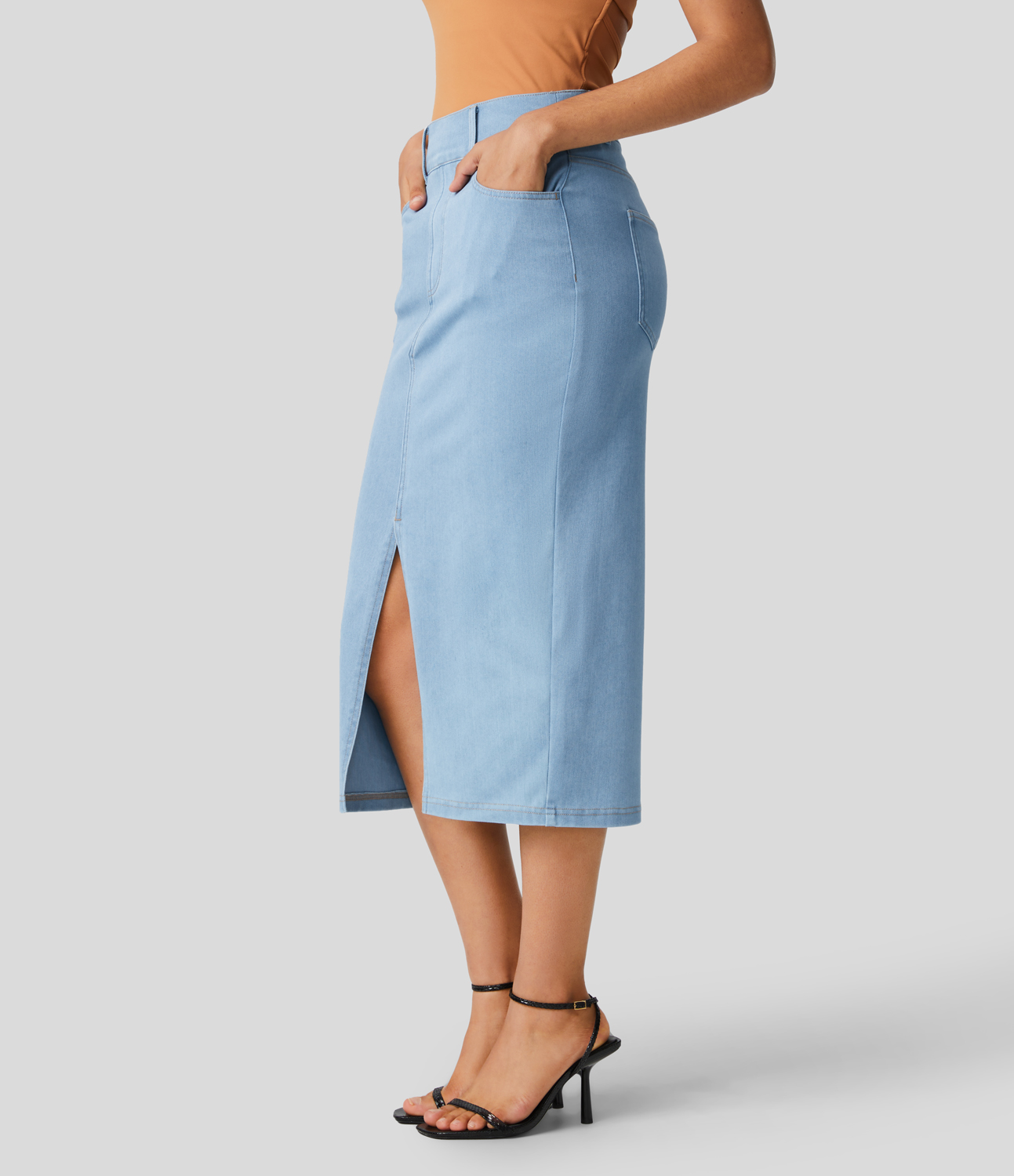 Halara HalaraMagicв„ў High Waisted Multiple Pockets Bodycon Split Stretchy Knit Denim Casual Midi Skirt - Denim Cyan Blue
Halara HalaraMagicв„ў High Waisted Multiple Pockets Bodycon Split Stretchy Knit Denim Casual Midi Skirt - Denim Cyan Blue