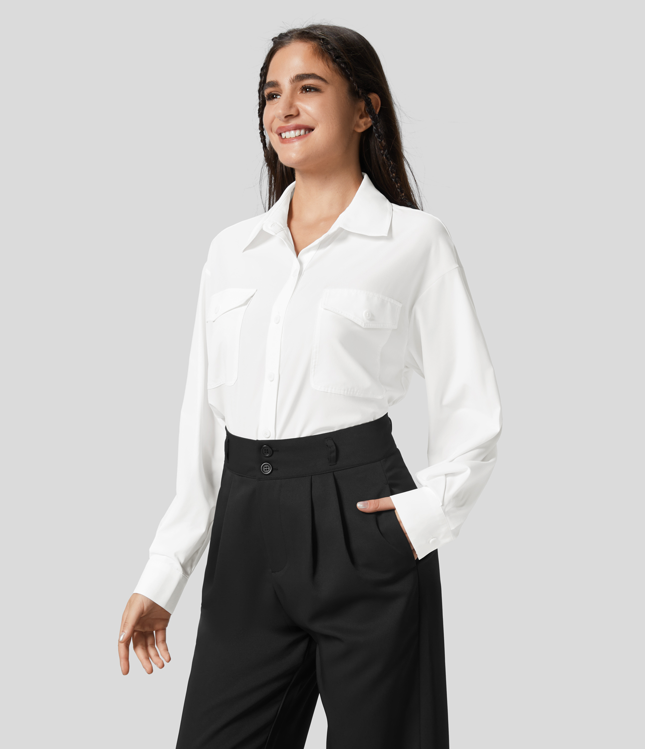 Halara Breezefulв„ў Collared Flap Pocket Long Sleeve Button Front Curved Hem Quick Dry Casual Shirt - White
Halara Breezefulв„ў Collared Flap Pocket Long Sleeve Button Front Curved Hem Quick Dry Casual Shirt - White