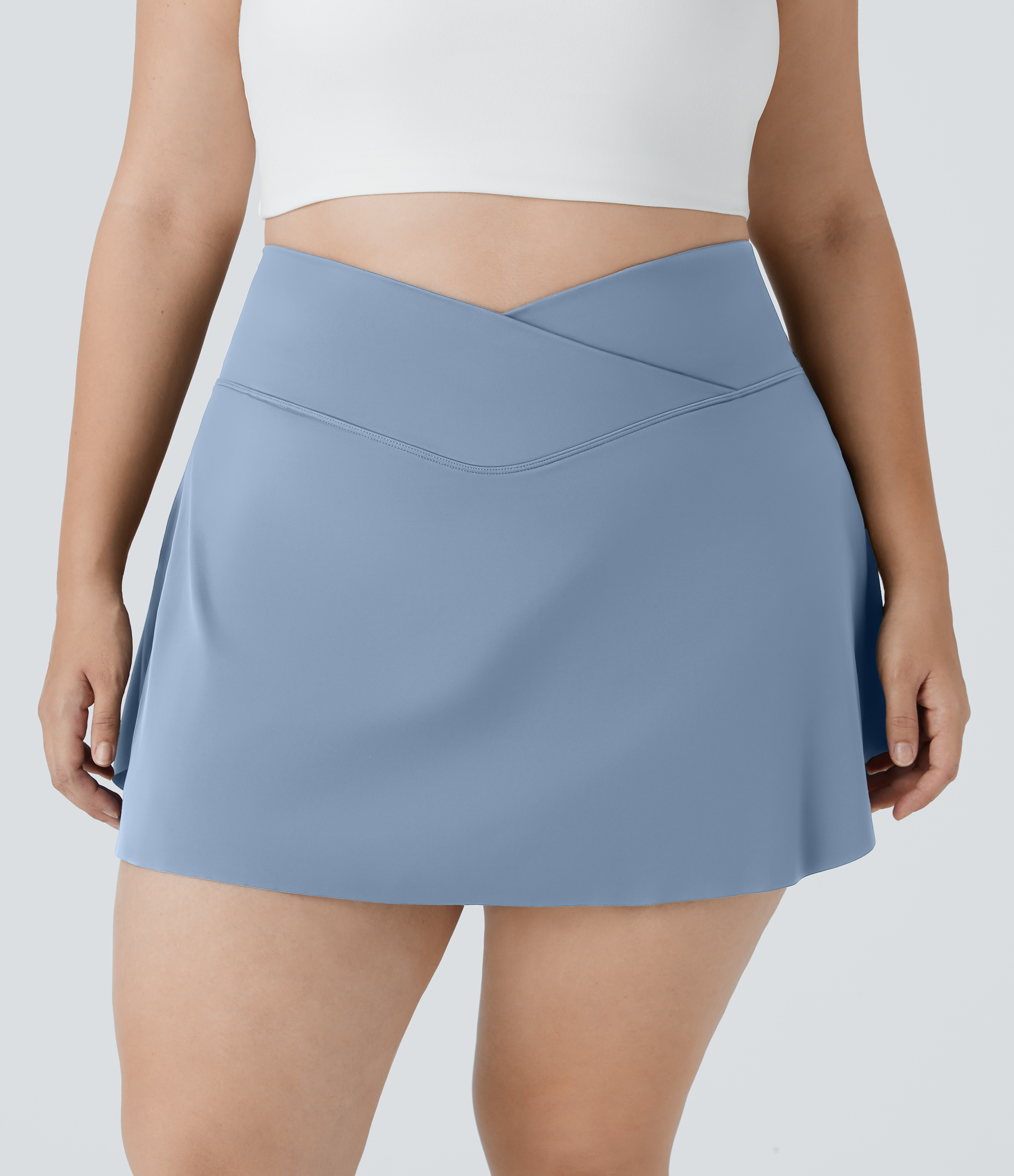 Halara Everyday Cloudfulв„ў Air Fabric Crossover Side Pocket 2-in-1 Cool Touch Tennis Plus Size Skirt-Lucid  - Bel Air Blue - 3X 
