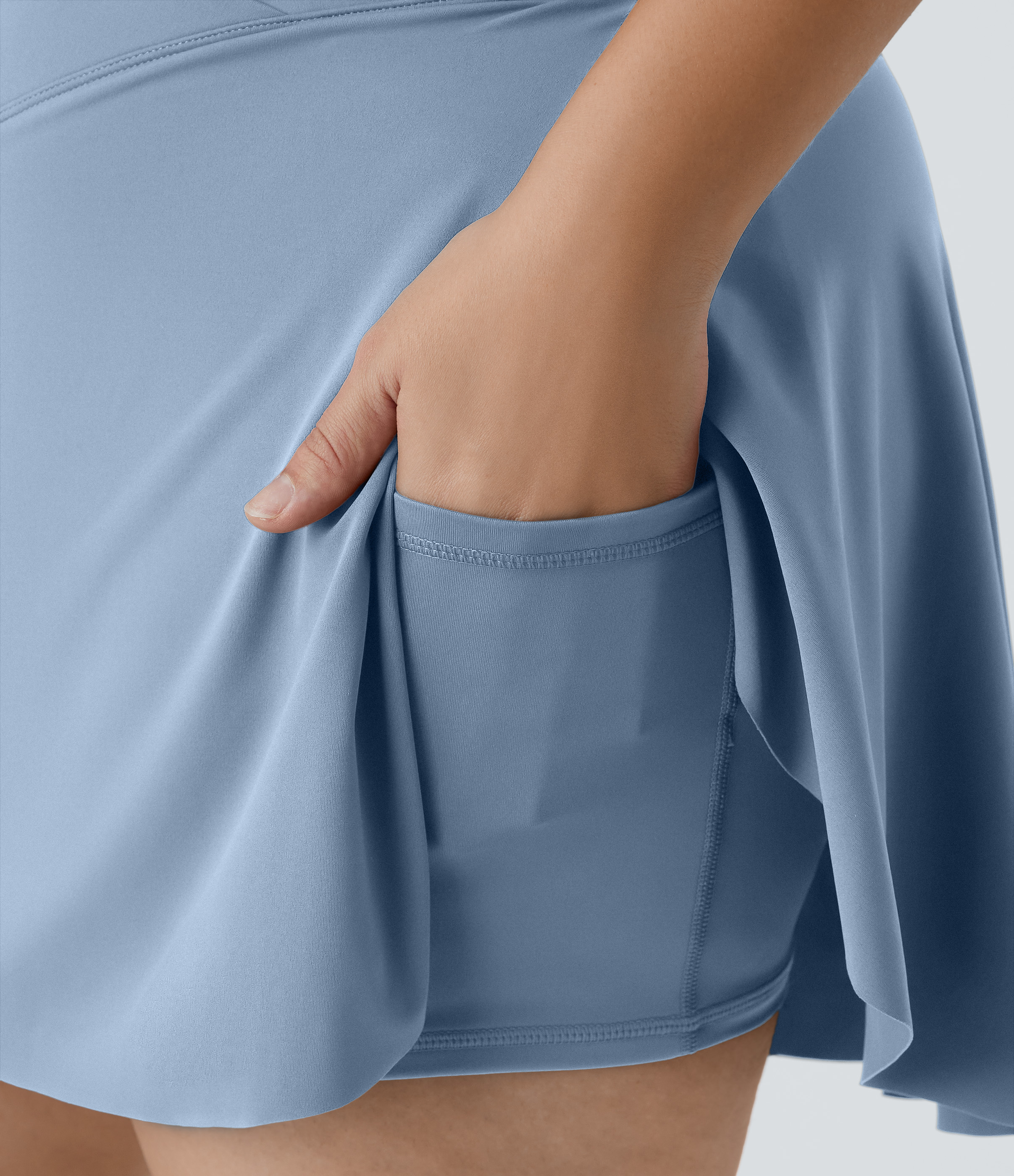 Halara Everyday Cloudfulв„ў Air Fabric Crossover Side Pocket 2-in-1 Cool Touch Tennis Plus Size Skirt-Lucid  - Bel Air Blue - 3X 