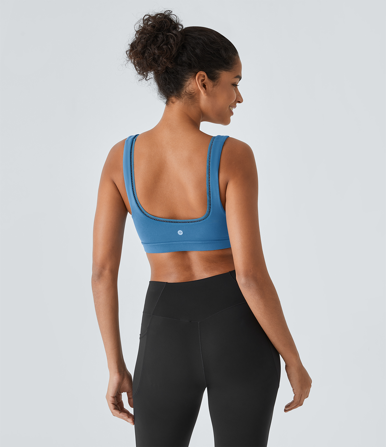 Halara Softlyzeroв„ў Low Support Backless Cut Out Yoga Sports Bra-UPF50+  - Gloomy Blue - XS push up bra strapless bra backless bra sticky bra 