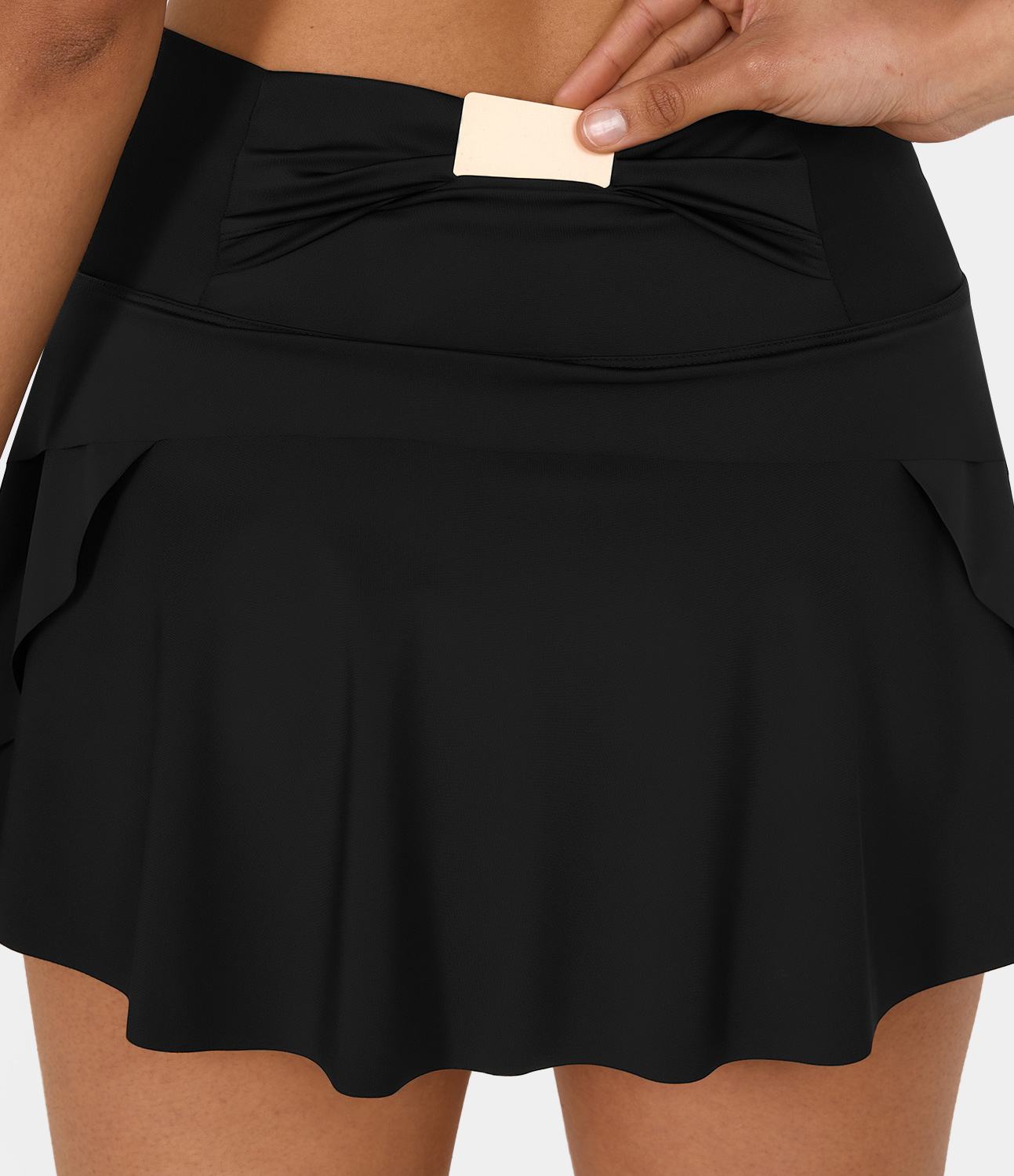 Halara Plain 2-in-1 Back Waistband Pocket Dance Skirt  - Black - L midi skirt a line skirt golfing skirt pleated tennis skirt cute skirts 