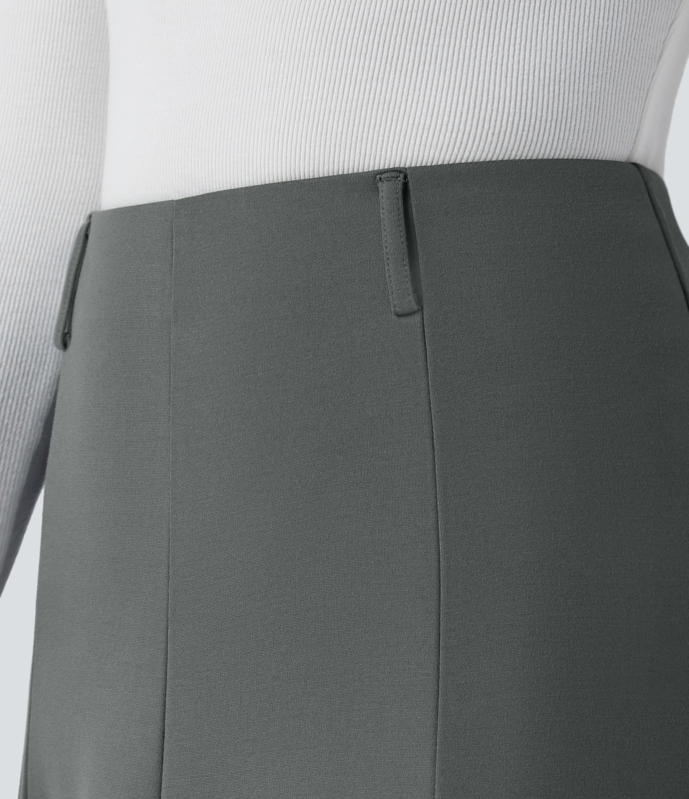 Halara High Waisted Back Invisible Zipper Flare Midi Work Skirt  - Sedona Sage - M(regular) 