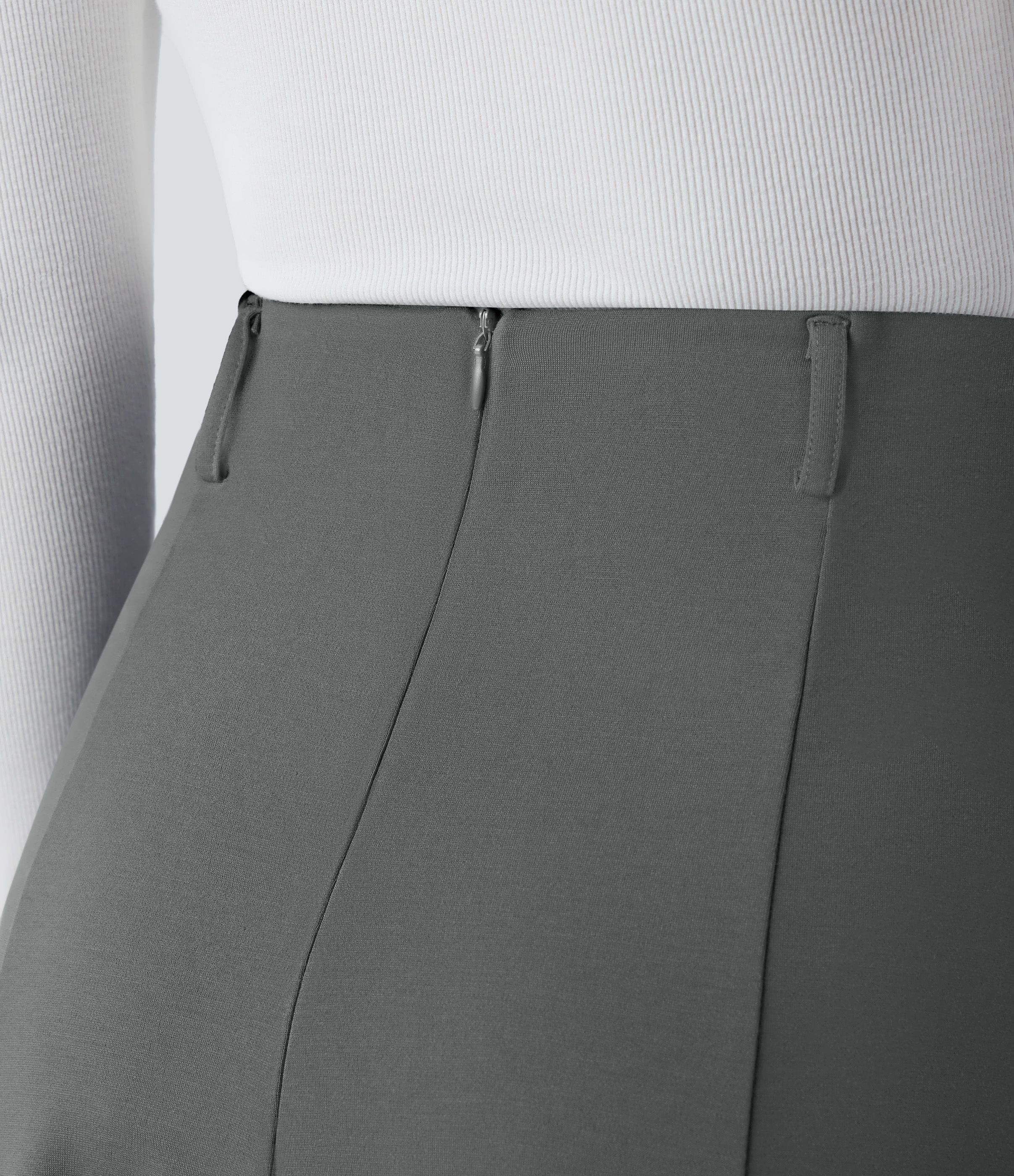 Halara High Waisted Back Invisible Zipper Flare Midi Work Skirt  - Sedona Sage - M(regular) 