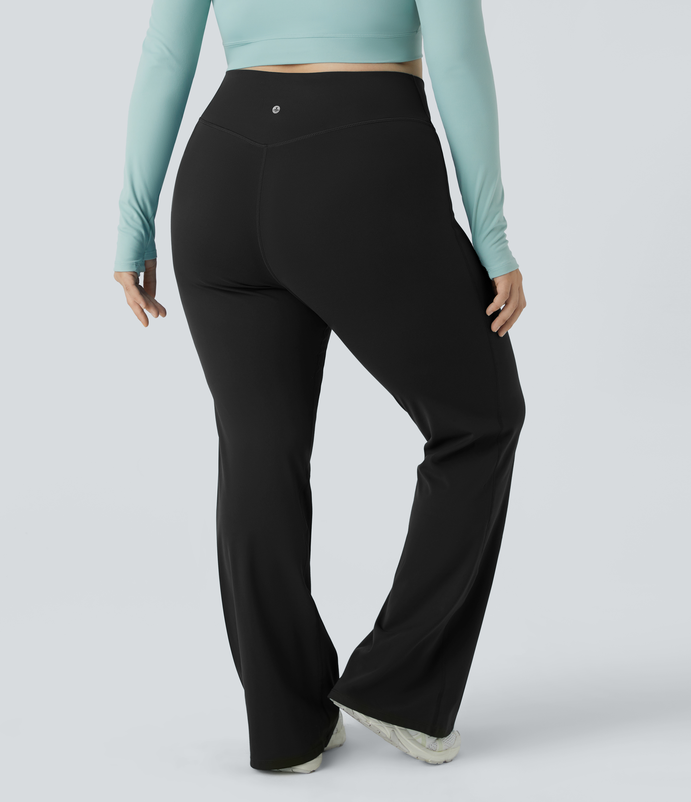 Halara High Waisted Crossover Full Length Flare Plus Size Leggings  - Black - 2X 