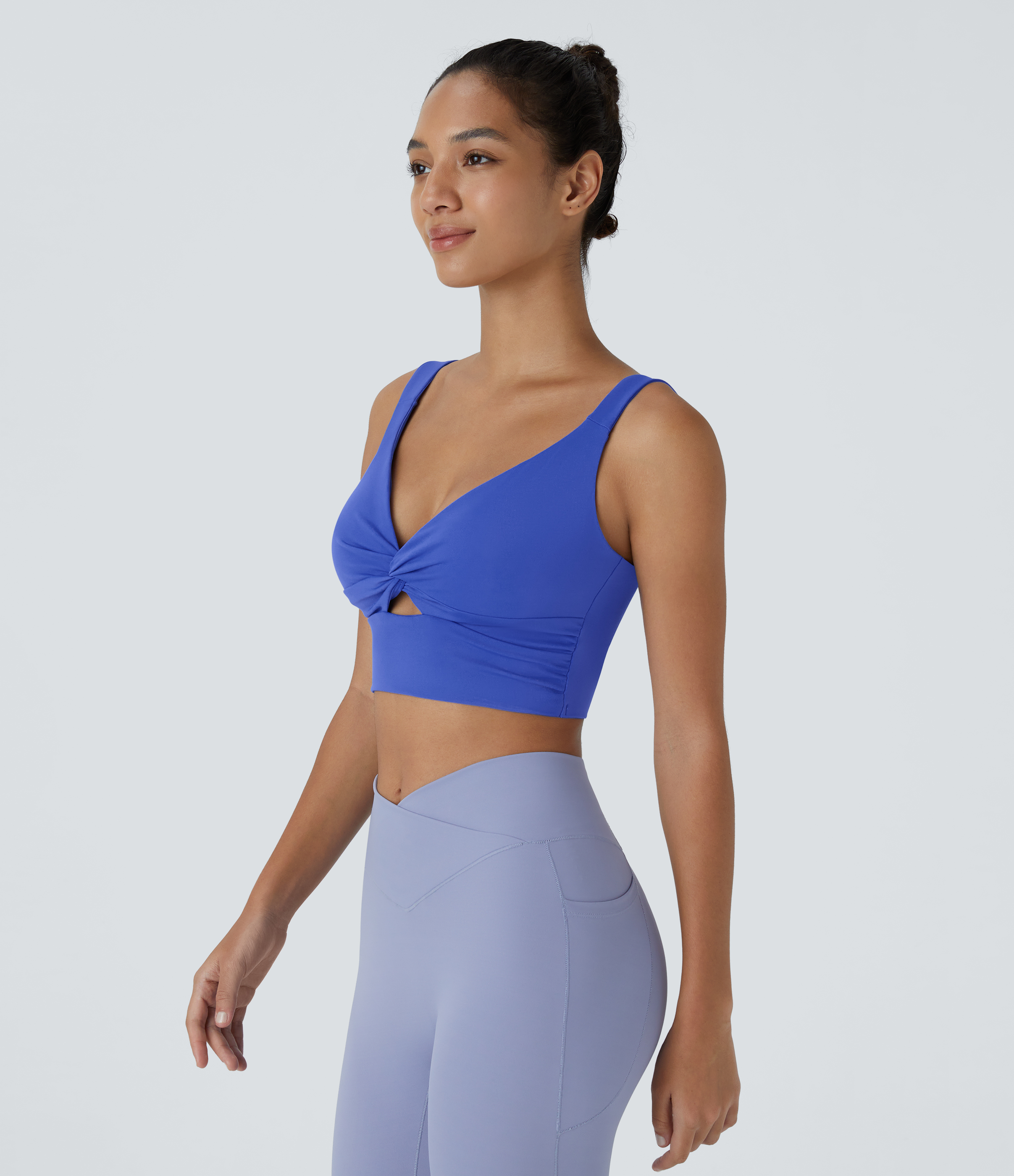 Halara Cloudfulв„ў Air Fabric Low Support Twisted Cut Out Backless Cool Touch Barre Ballet Dance Sports Bra  - Aster Blue - S push up bra 
