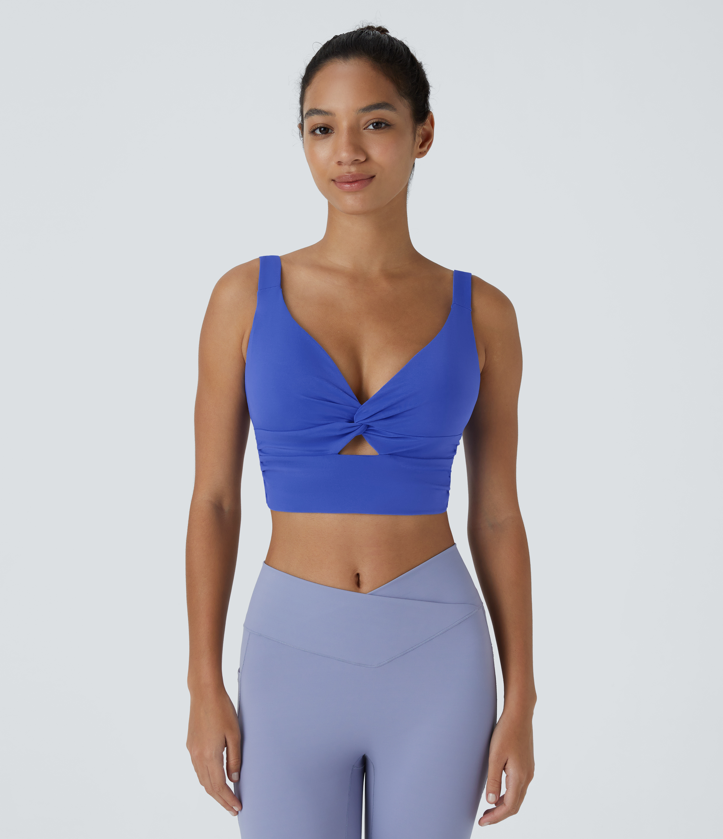 Halara Cloudfulв„ў Air Fabric Low Support Twisted Cut Out Backless Cool Touch Barre Ballet Dance Sports Bra  - Aster Blue - S push up bra 