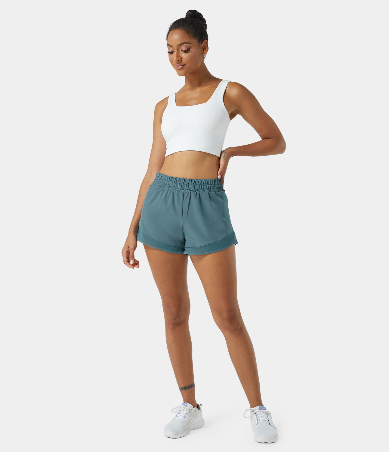 Women's High Rise Contrast Mesh 2in1 Shorts HALARA