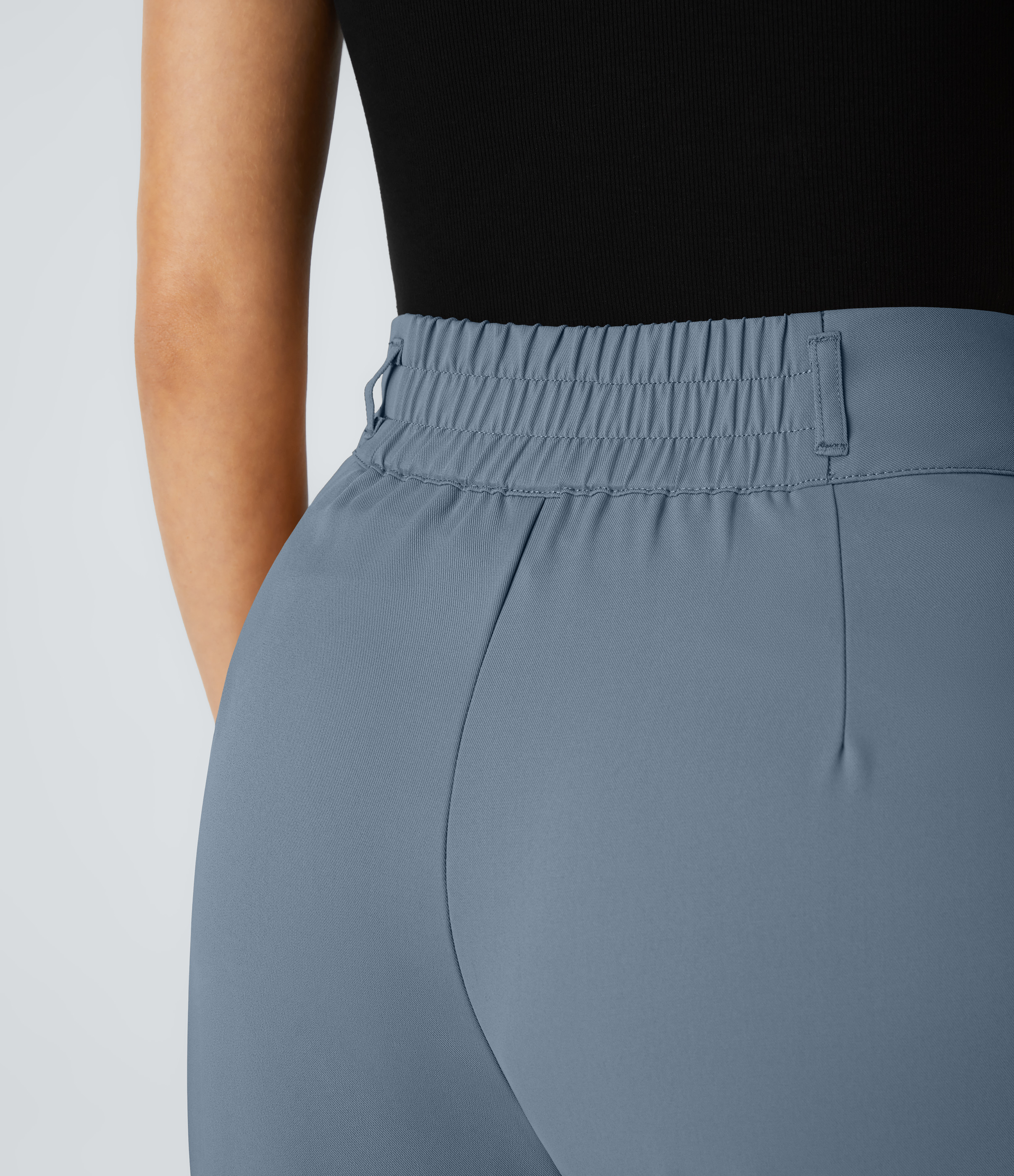 Halara High Waisted Button Zipper Side Pocket Shirred Straight Leg Work Pants  - Blue Fusion - S(tall) sweatpants jogger pants 