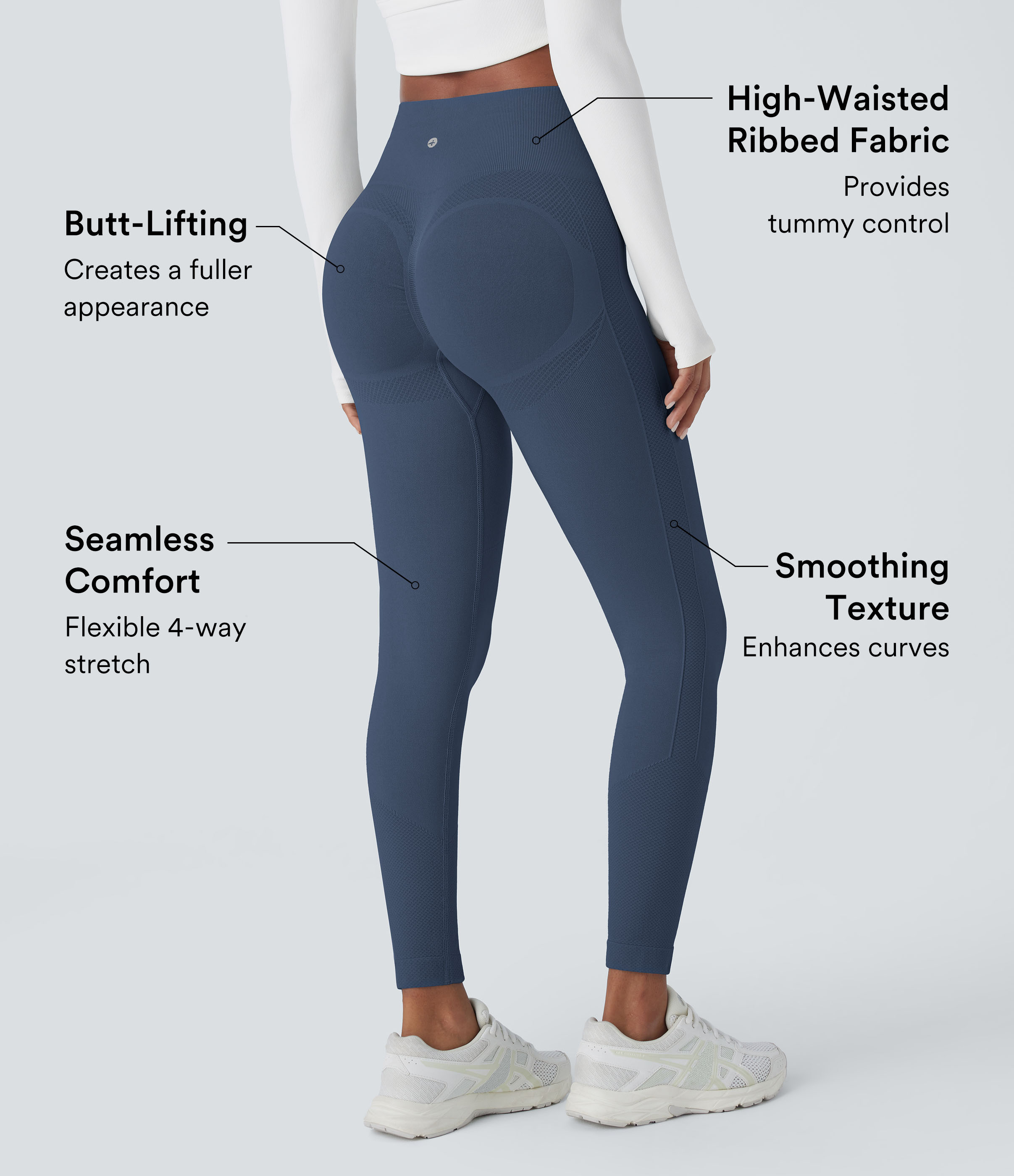 Halara Seamless Flow High Waisted Tummy Control Butt Lifting 7/8 Yoga Leggings  - Peacoat - S(7/8) gym leggings leggings with pockets 