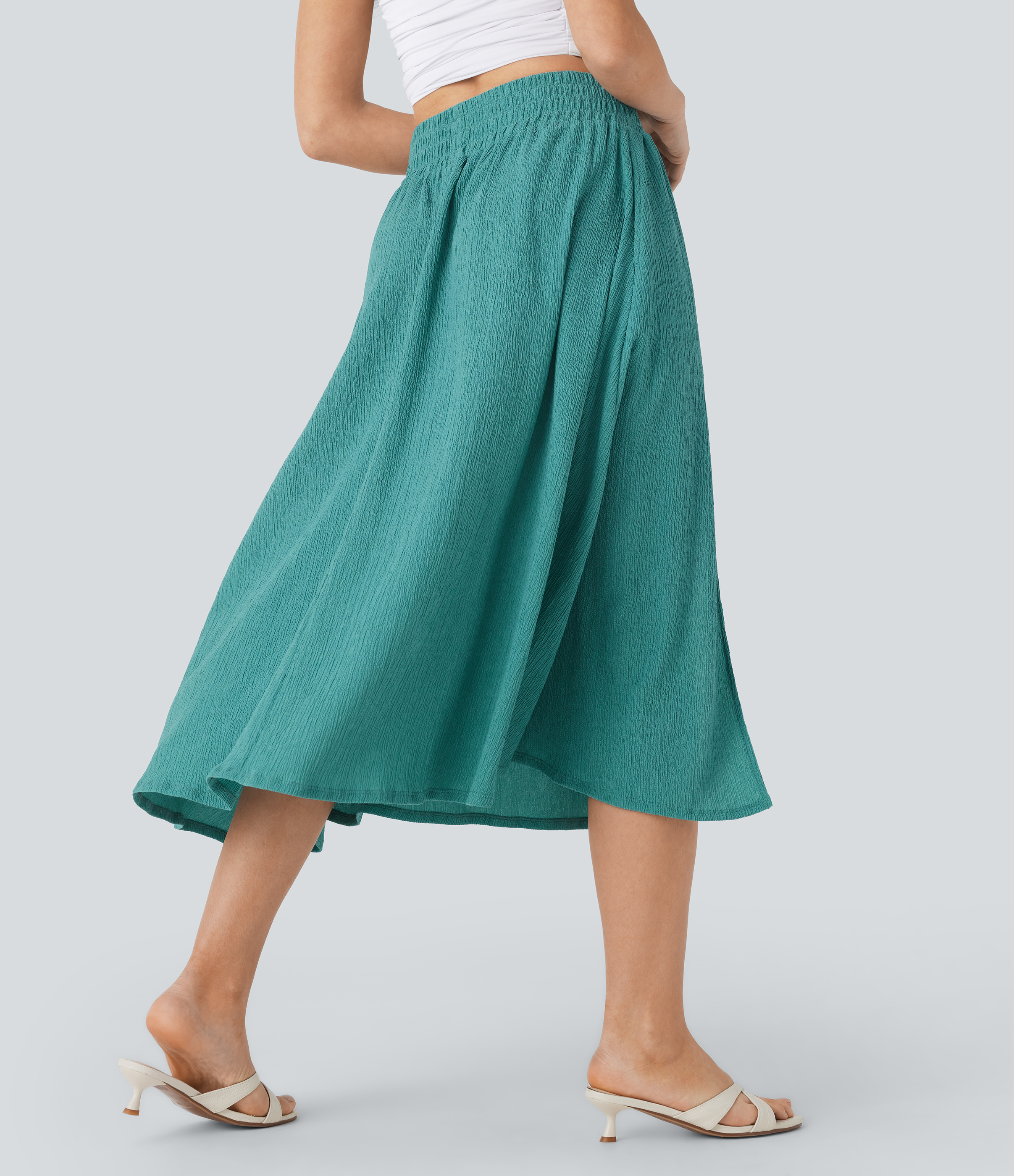 Halara High Waisted Side Pocket Split Midi Resort Skirt  - Wasabi - XS(regular) 
