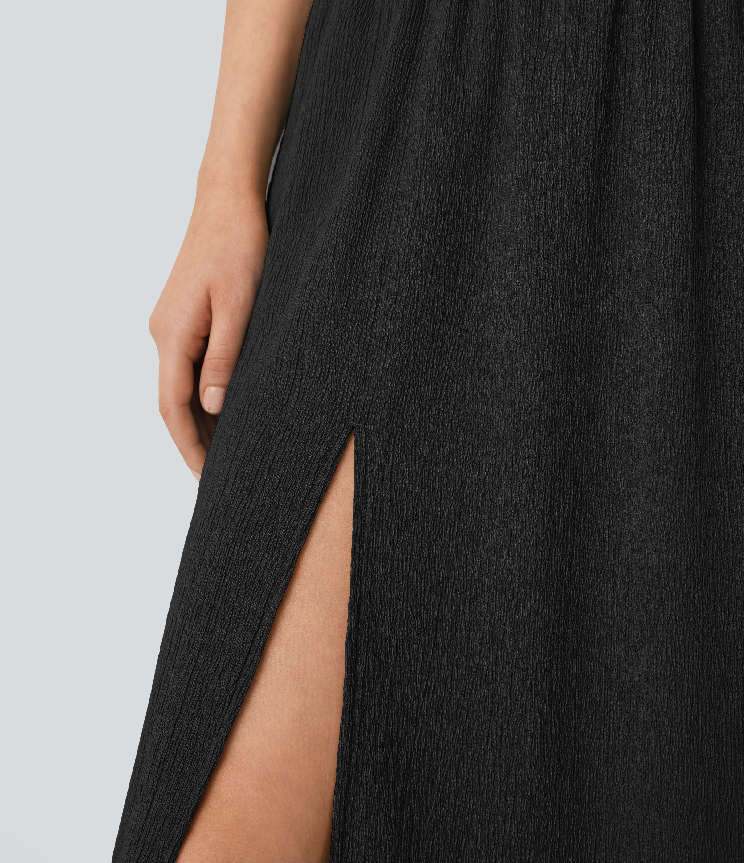 Halara High Waisted Side Pocket Split Midi Resort Skirt  - Black - M(regular) 