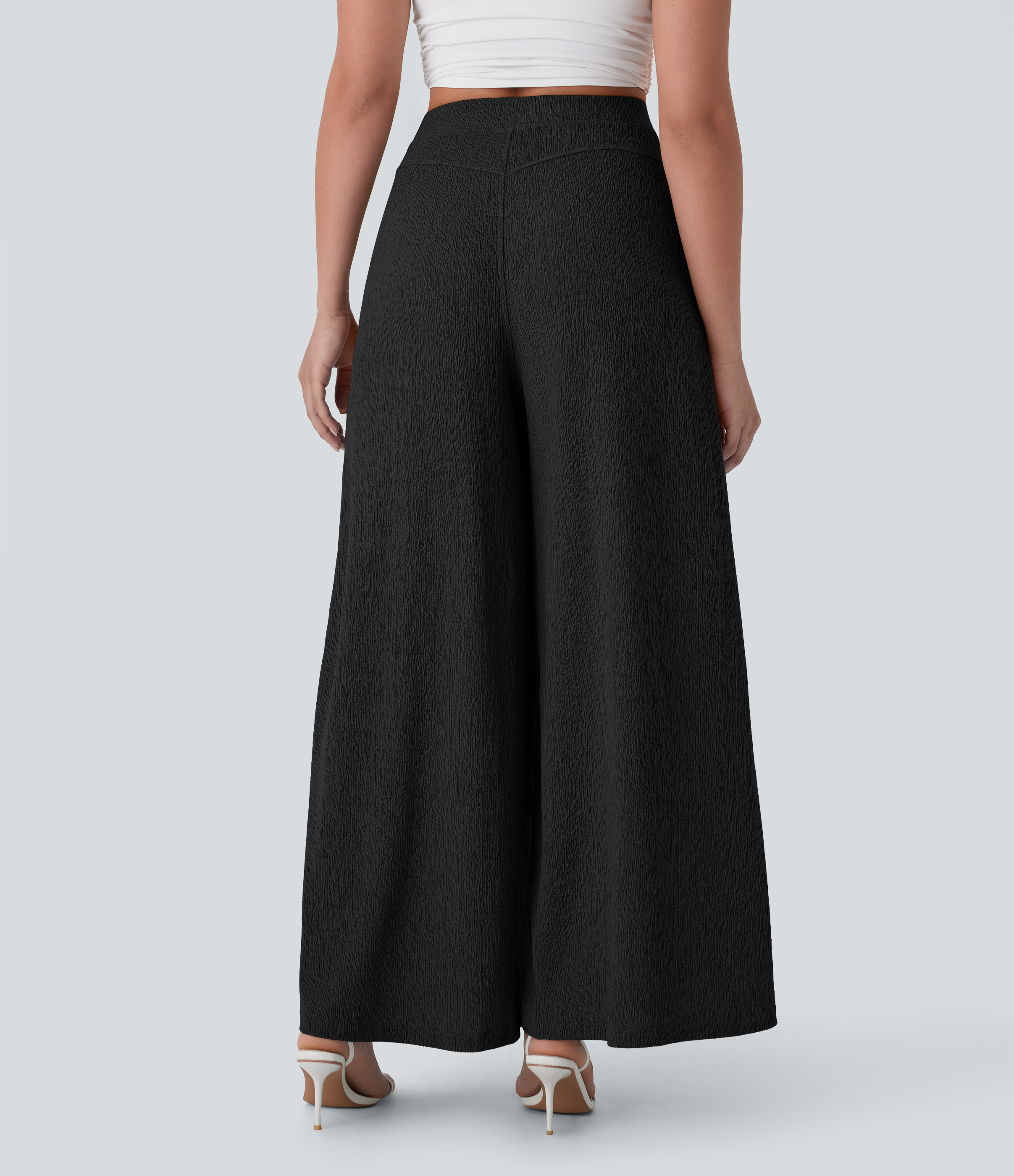 Halara High Waisted Side Pocket Wide Leg Flowy Casual Pants  - Black - XS(regular) sweatpants jogger pants stacked sweatpants cargo joggers 