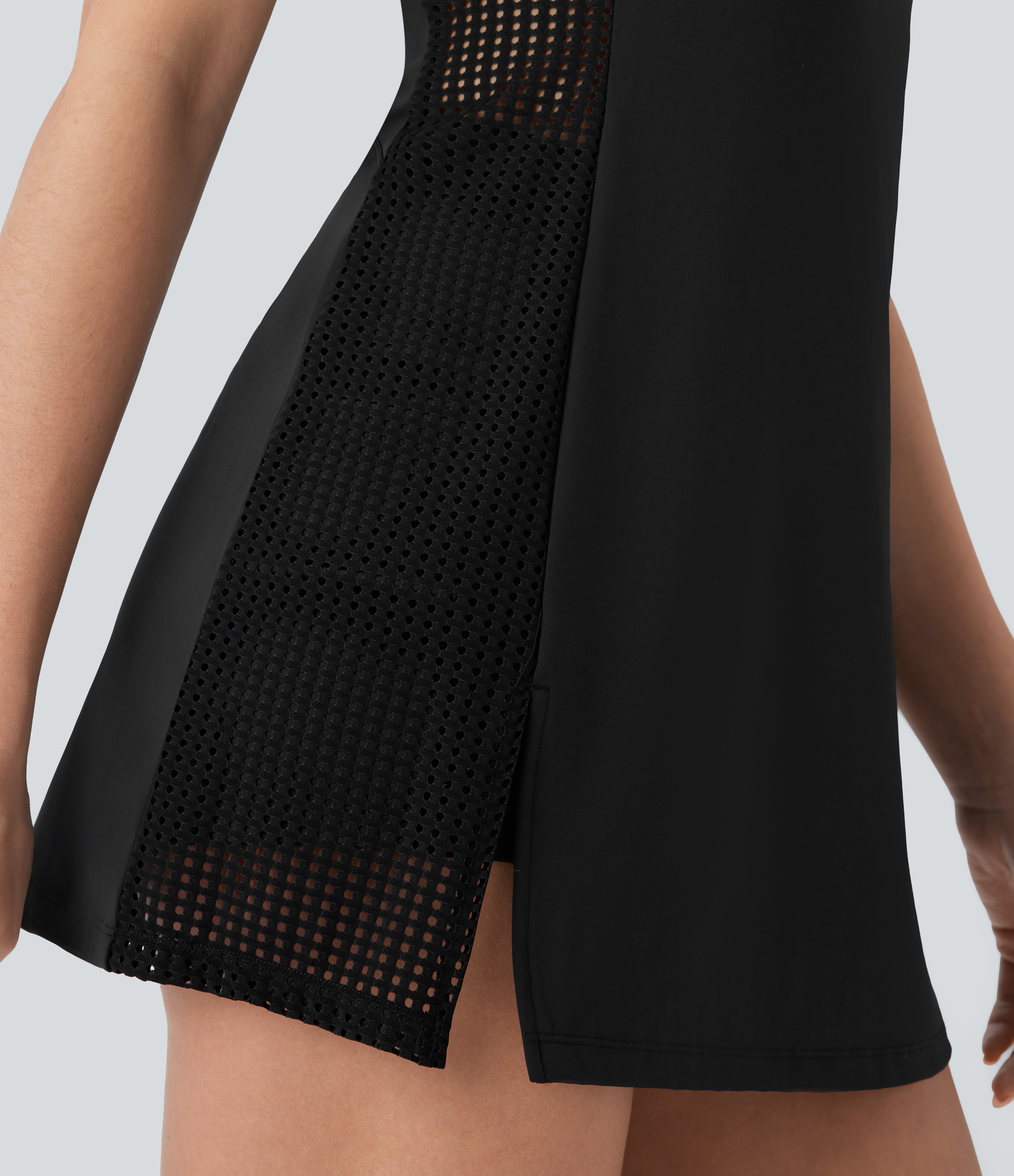 Halara Softlyzeroв„ў QuickDry Crisscross Adjustable Straps Perforated 2-Piece Set Side Pocket Micro Quick Dry Yoga Active Dress Workout Dress - Black - S 