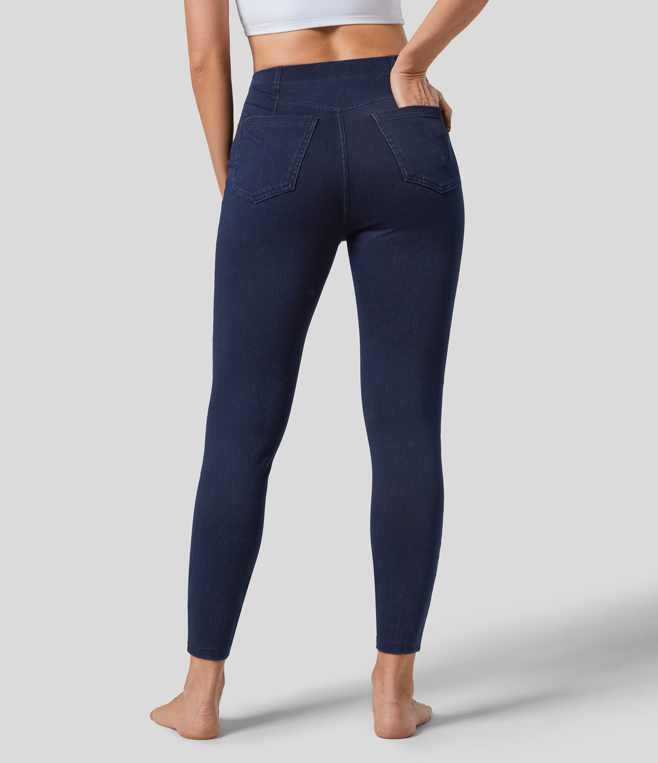 Blue Wind Denim Halara Flex™ High Waisted V Shaped Back Side Pocket Stretchy Knit Casual 7/8 Jegging / 2