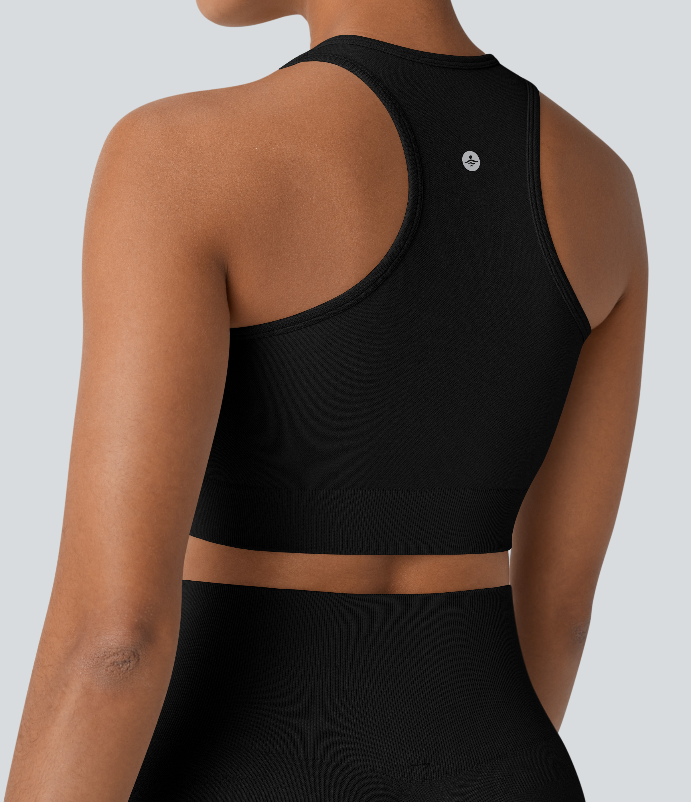 Halara Seamless Flow Round Neck Racerback Cropped Skinny Yoga Tank Top Tank Top - Black - L golf tops halter top tunic tops sleeveless tops 