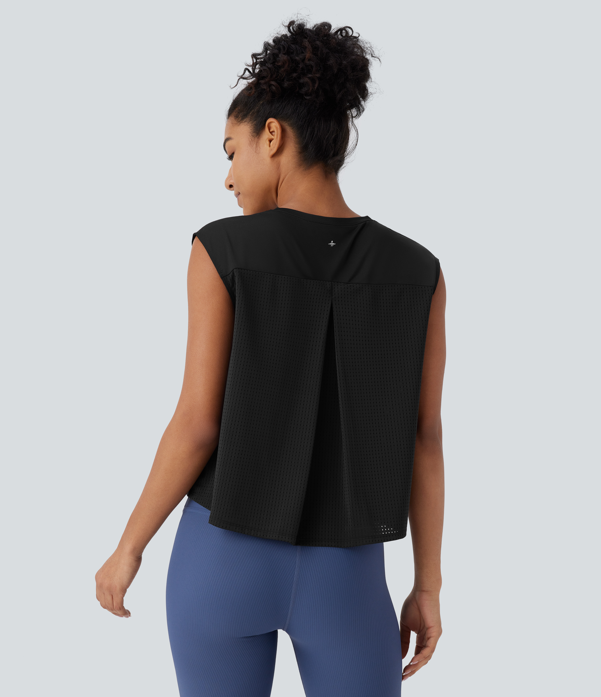 Halara Round Neck Contrast Mesh Running Tank Top Tank Top - Black - XL golf tops halter top tunic tops sleeveless tops backless top 