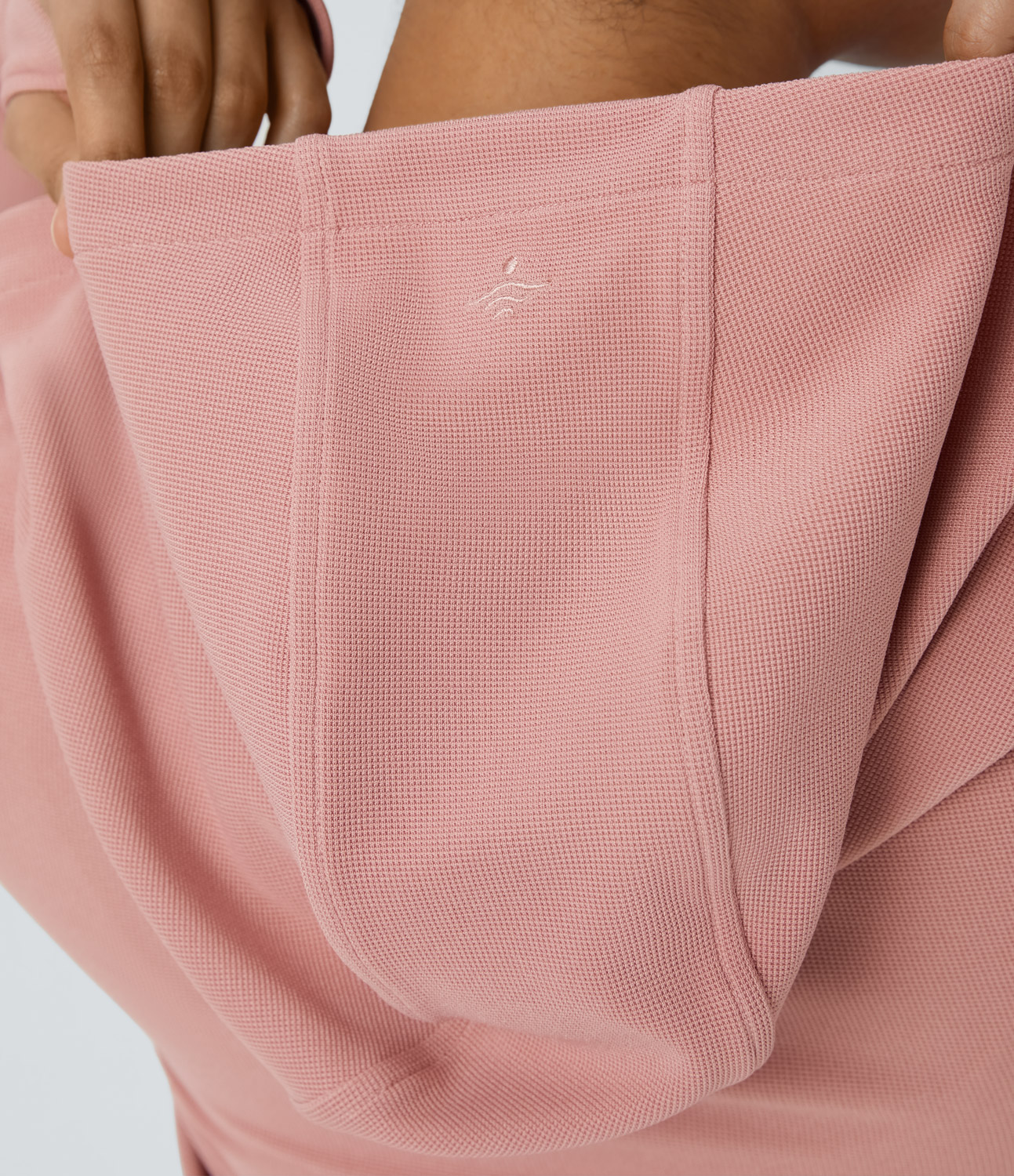 Halara Hooded Zipper Thumb Hole Multiple Pockets Waffle Yoga Jacket  - Peach Beige - L 