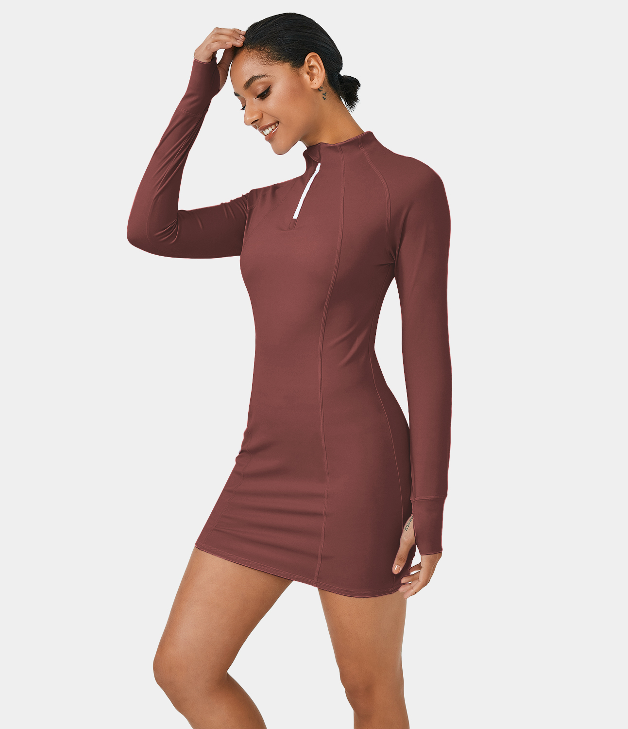 Half Zip Thumb Hole Activity Dress - HALARA