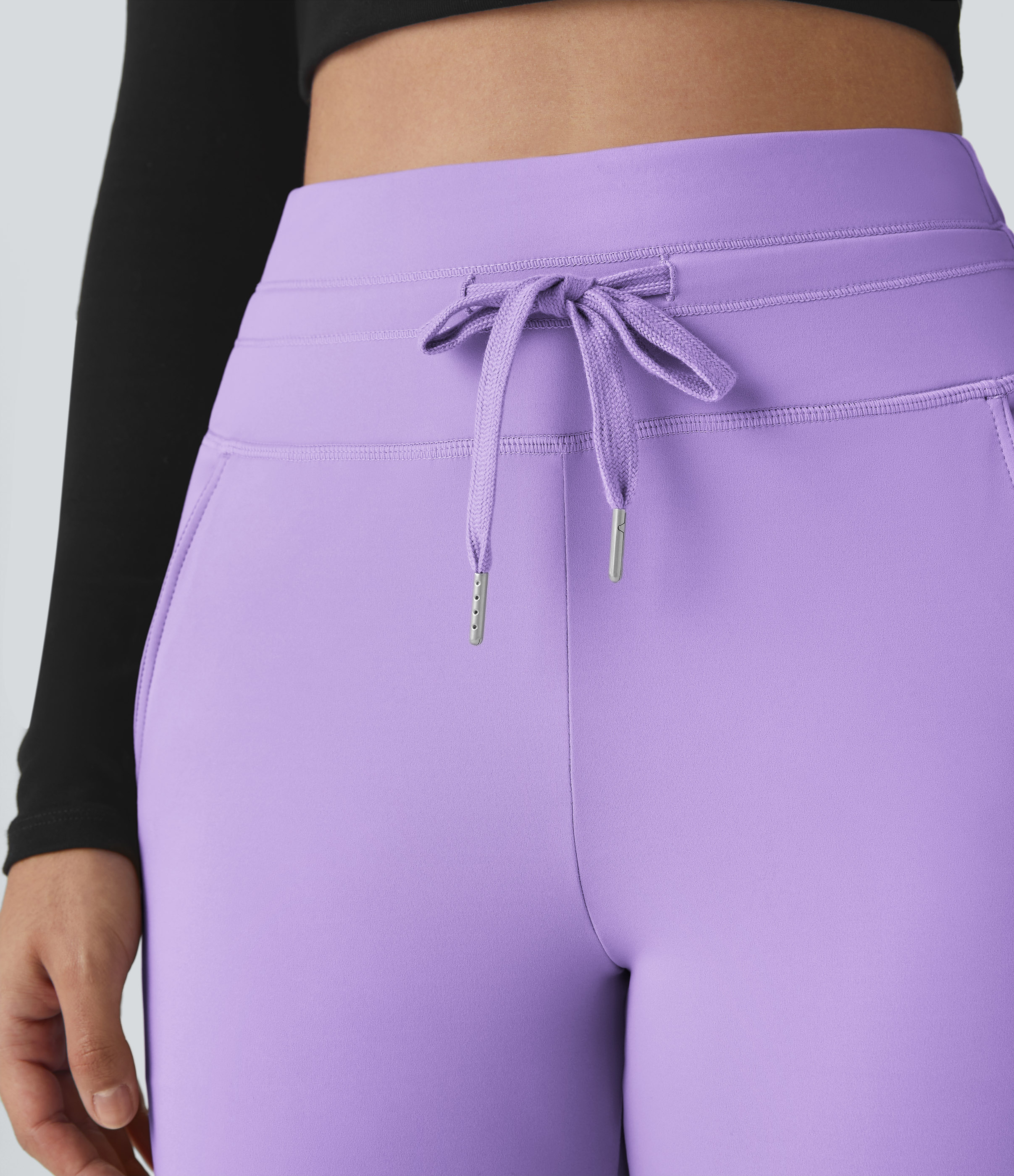 Halara Cloudfulв„ў Air Fabric High Waisted Drawstring Side Pocket Plain Cool Touch Full Length Joggers  - Iris Flower Purple - M(petite) 