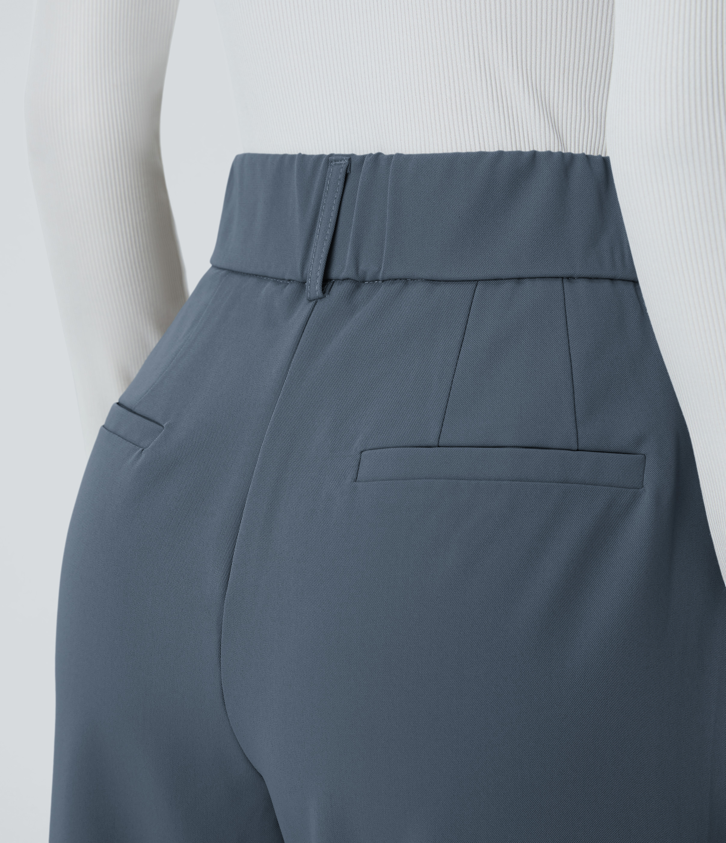 Halara High Waisted Side Pocket Solid Work Tapered Suit Pants  - Deep Sea Gray Blue - L(regular) sweatpants jogger pants stacked sweatpants 