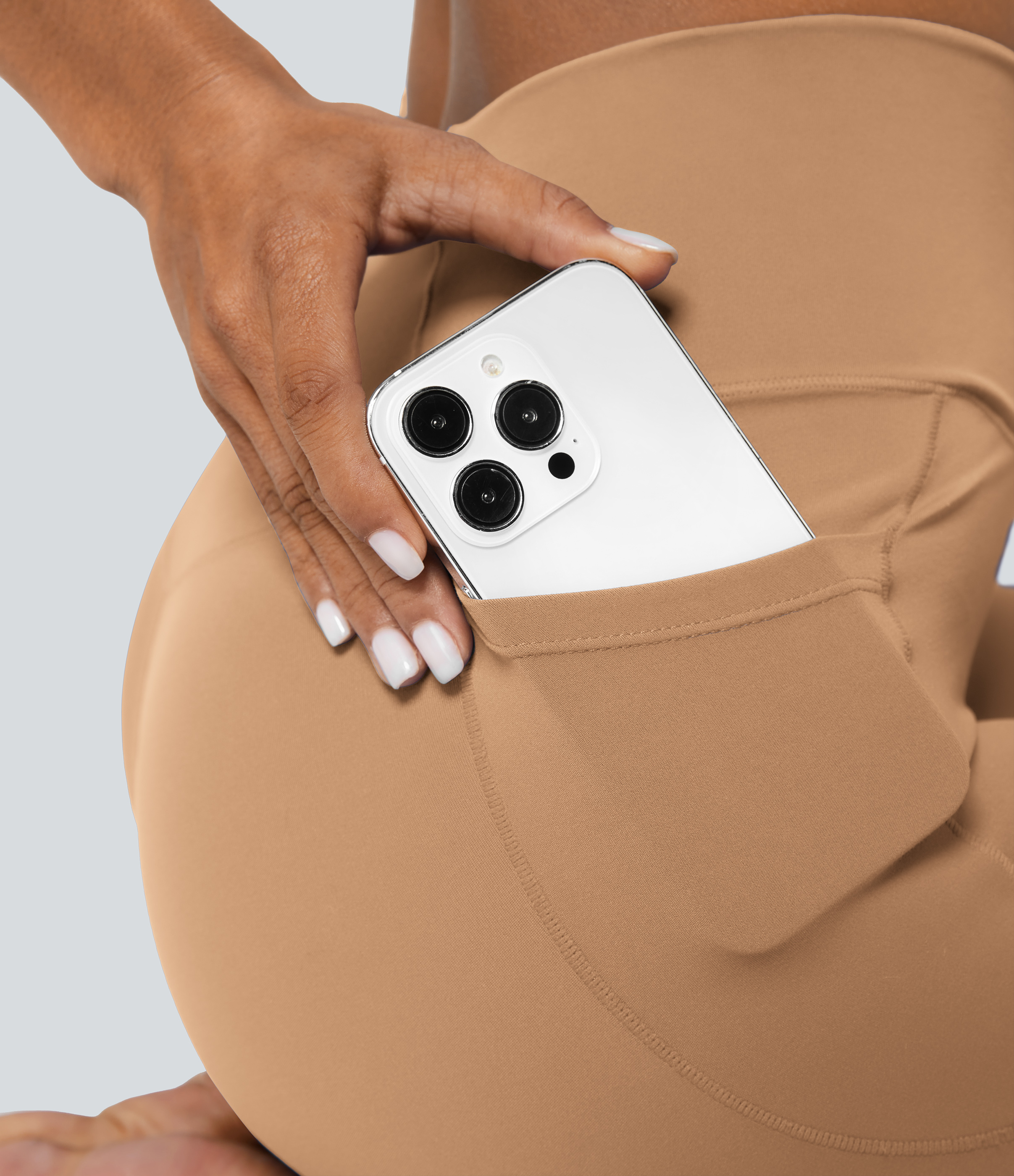 Halara Softlyzeroв„ў Crossover Pocket Plain Leggings-UPF50+  - Butterum - S(7/8) gym leggings leggings with pockets leggings with butt lift 