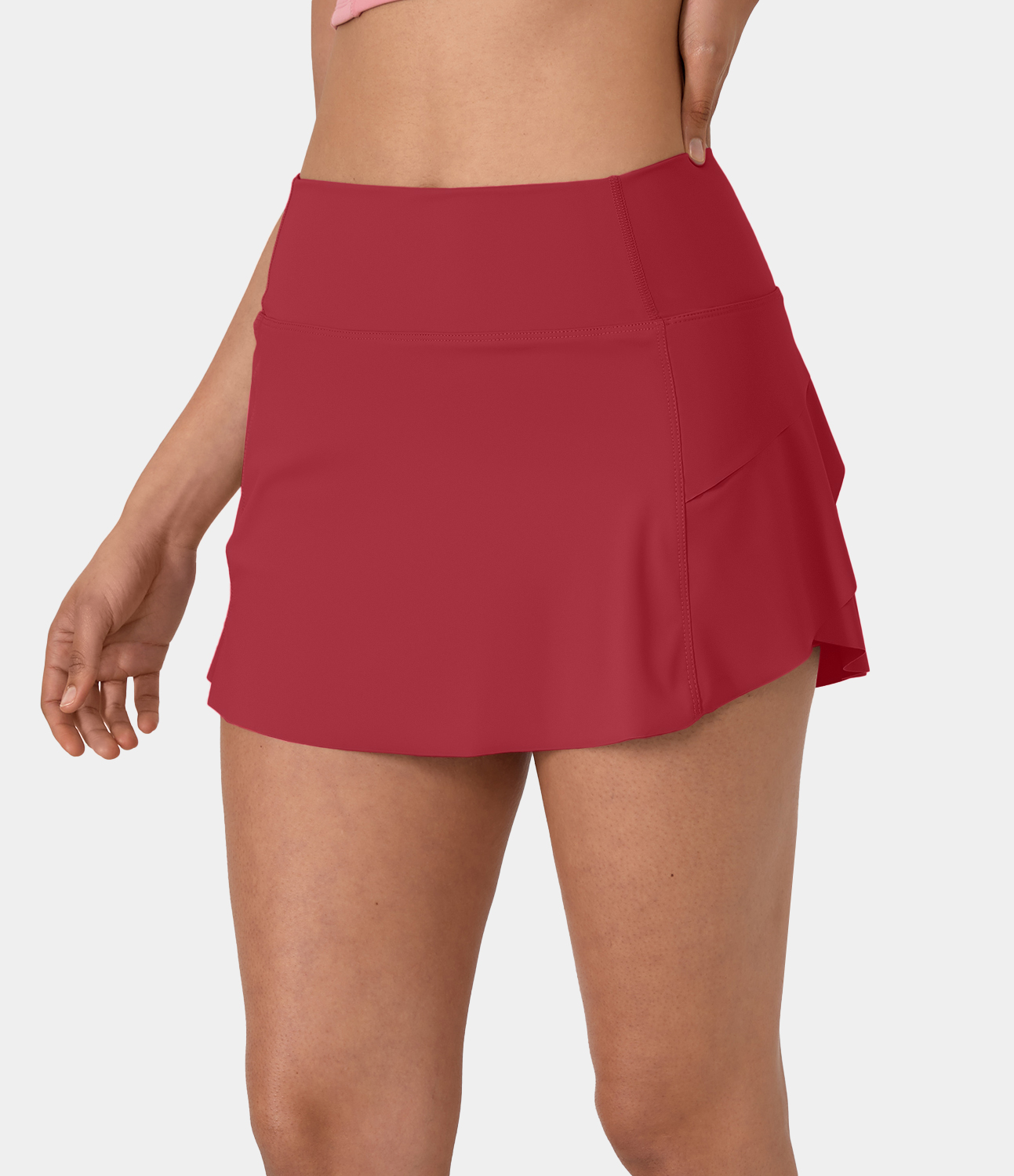 Halara Plain 2-in-1 Back Waistband Pocket Dance Skirt  - Scarlet Smile - S midi skirt a line skirt golfing skirt pleated tennis skirt 
