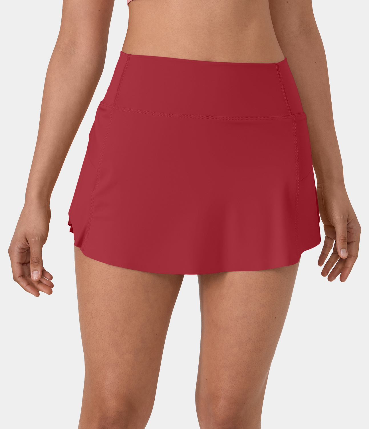 Halara Plain 2-in-1 Back Waistband Pocket Dance Skirt  - Scarlet Smile - S midi skirt a line skirt golfing skirt pleated tennis skirt 
