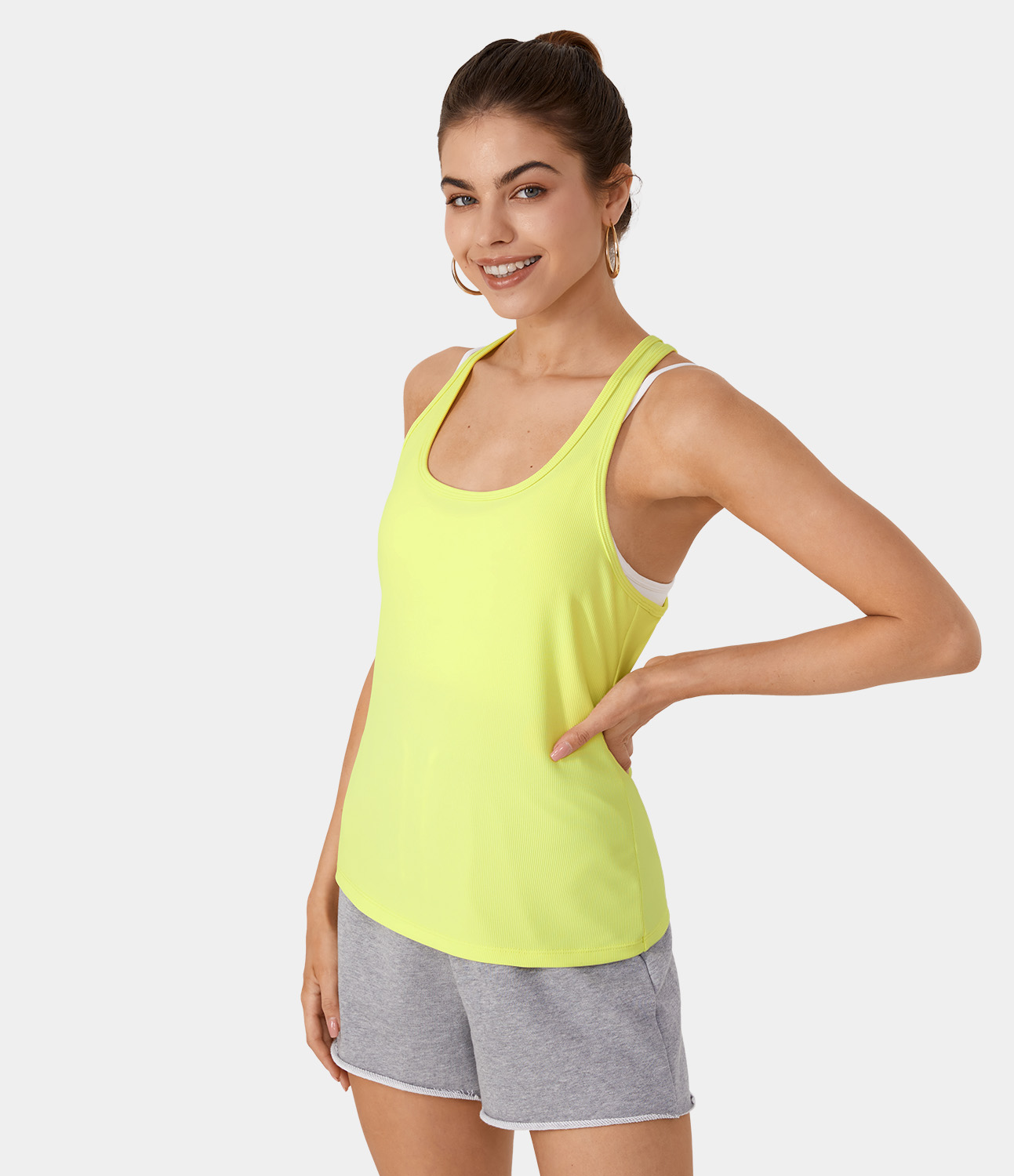 Halara PatitoffВ® Flow Pet Hair Resistant U Neck Racerback Tank Top Tank Top - New leaf Green - S golf tops halter top tunic tops 