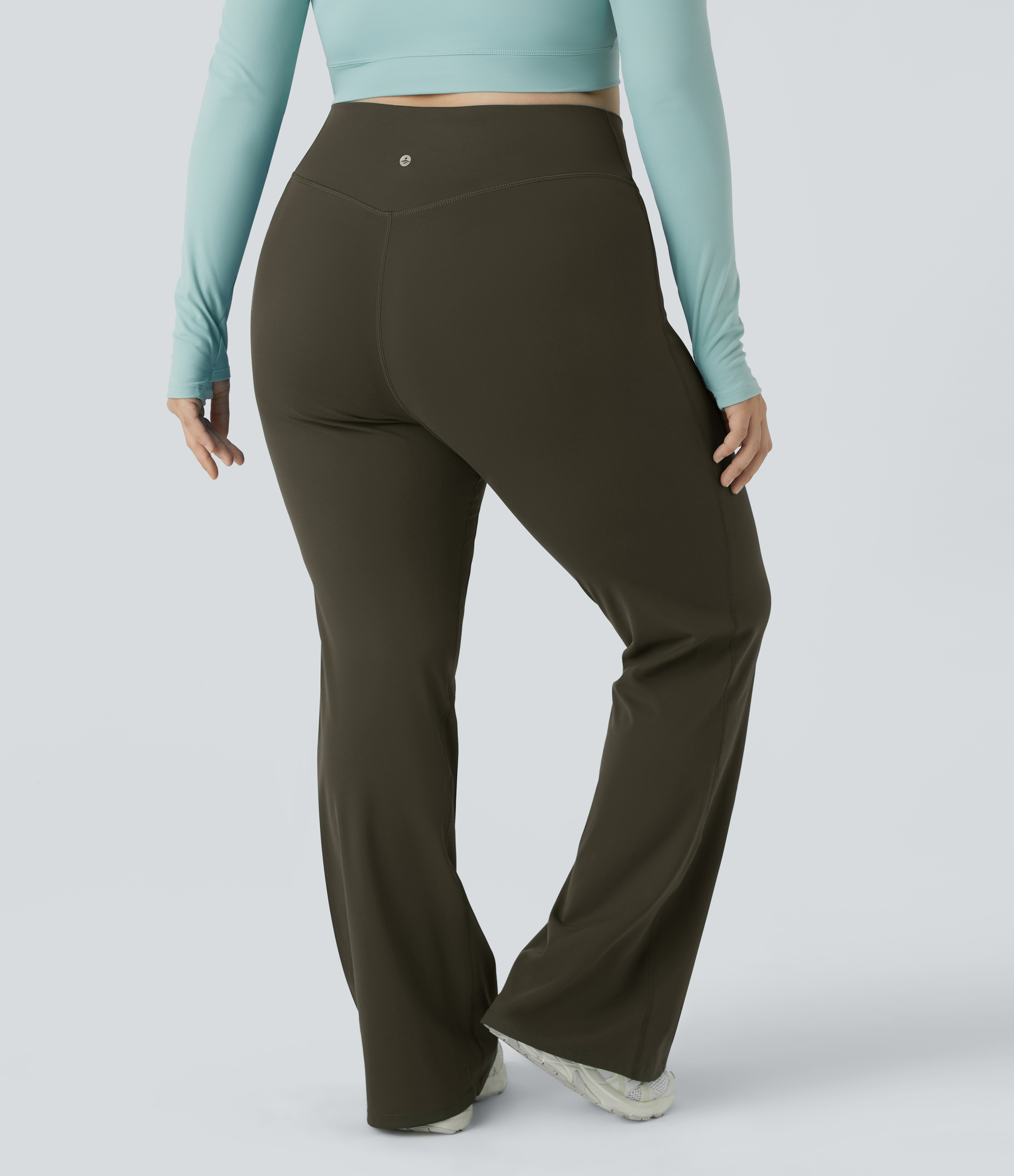 Halara High Waisted Crossover Full Length Flare Plus Size Leggings  - Forest Night - 3X 