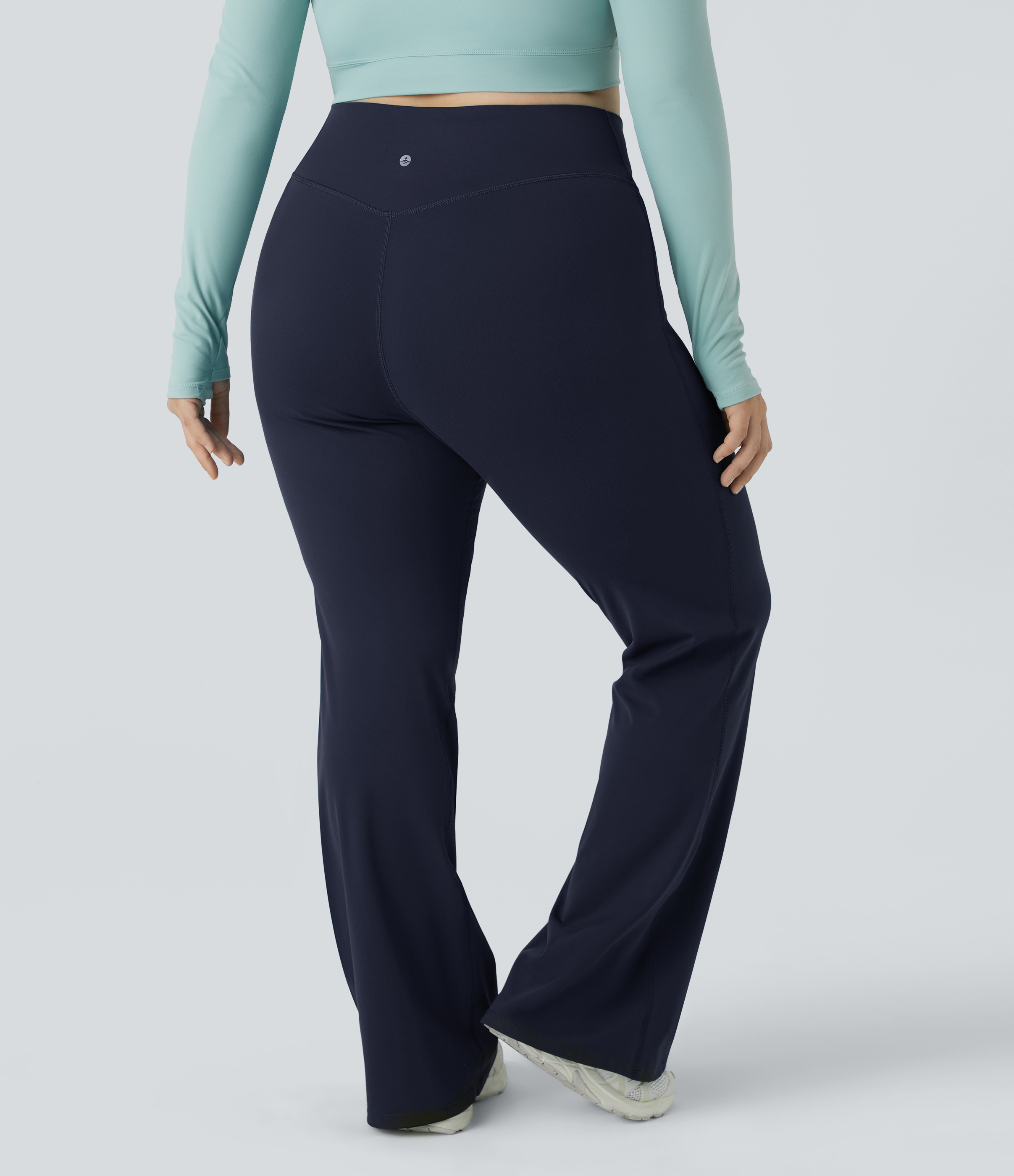 Halara High Waisted Crossover Full Length Flare Plus Size Leggings  - Midnight Blue - 3X 