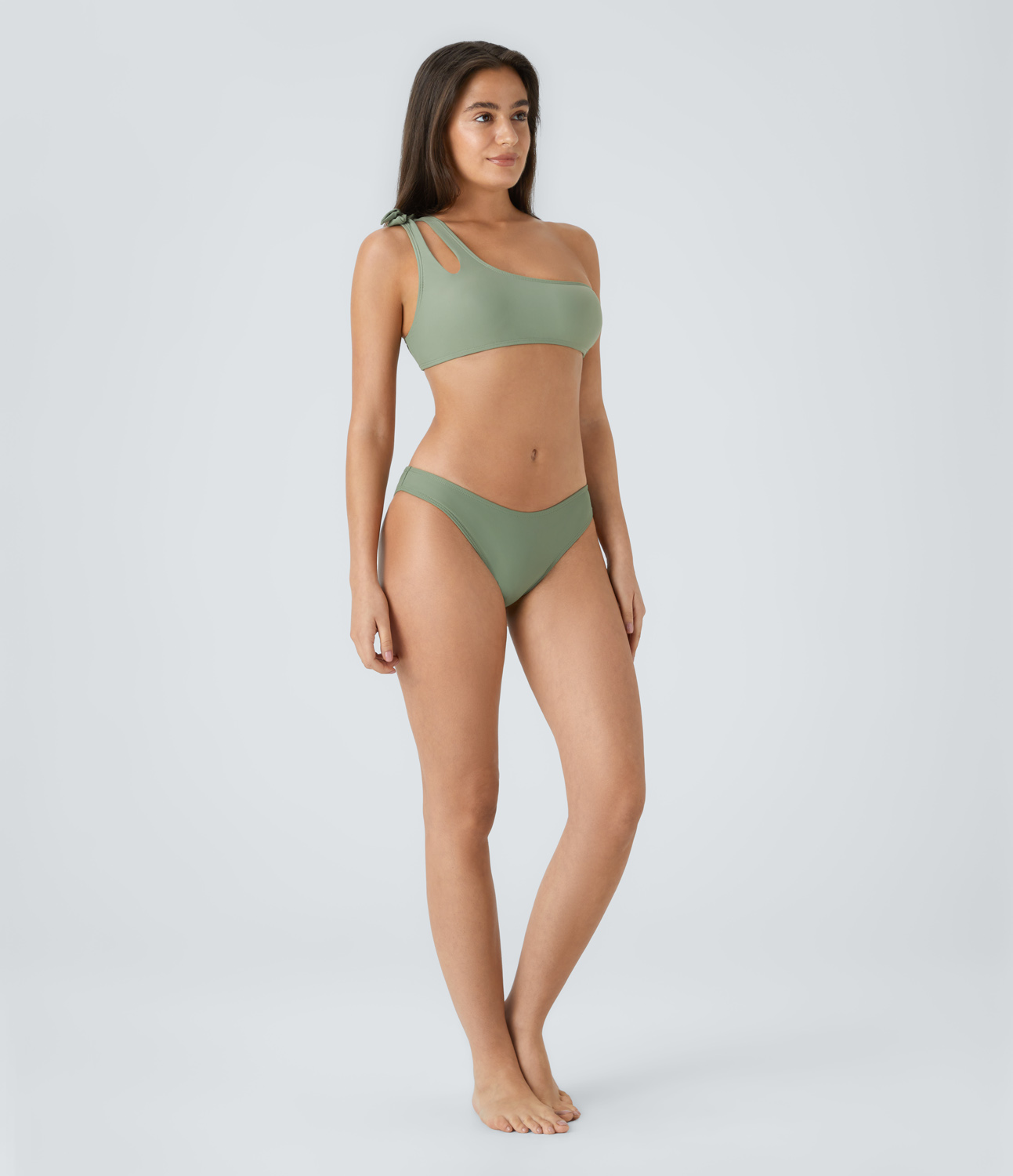 Halara Solid Color Bikini Bottom Swimsuit  - Heathered Green - XS 