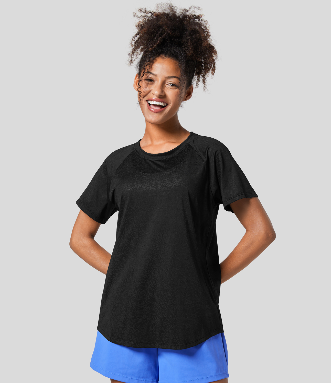 Halara Cut Out Jacquard Tennis Sports Top  - Black - S 