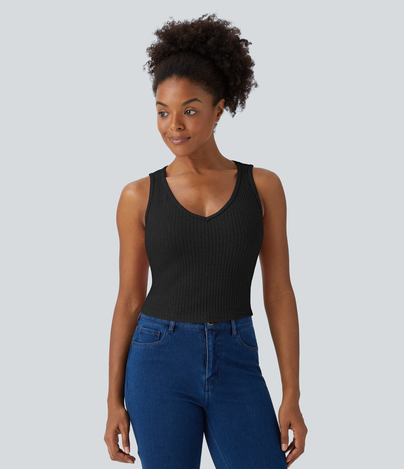 Halara Ribbed Knit High Neck Long Sleeve Cut Out 2-Piece Casual Sweater  - Black - XL 