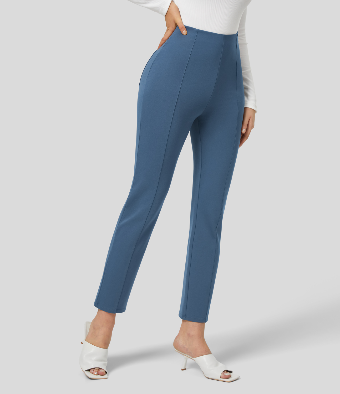 

Halara High Waisted Back Side Pocket Slim Work Pants - Stellar -  sweatpants jogger pants stacked sweatpants cargo joggers