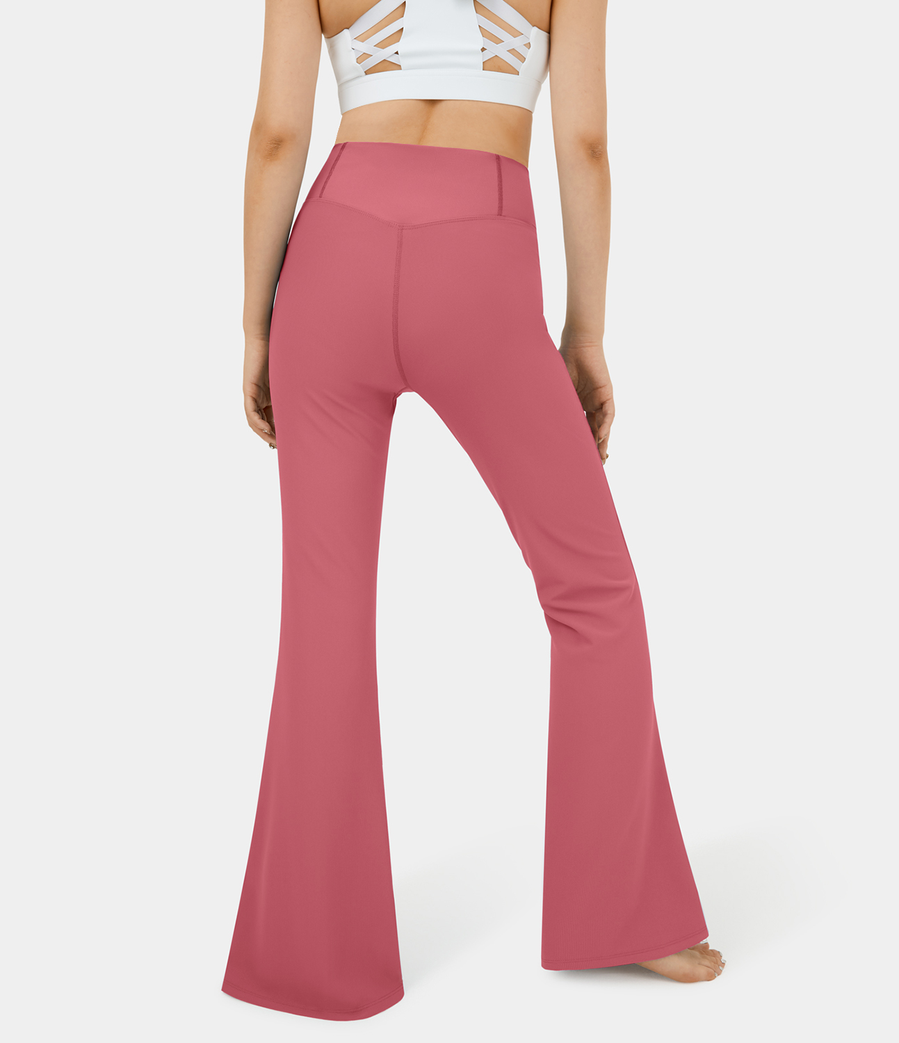 Halara Patitoffв„ў Flow Pet Hair Resistant Crossover High Waisted Back Pocket Super Flare Leggings  - Desert Rose - XS(regular) gym leggings 