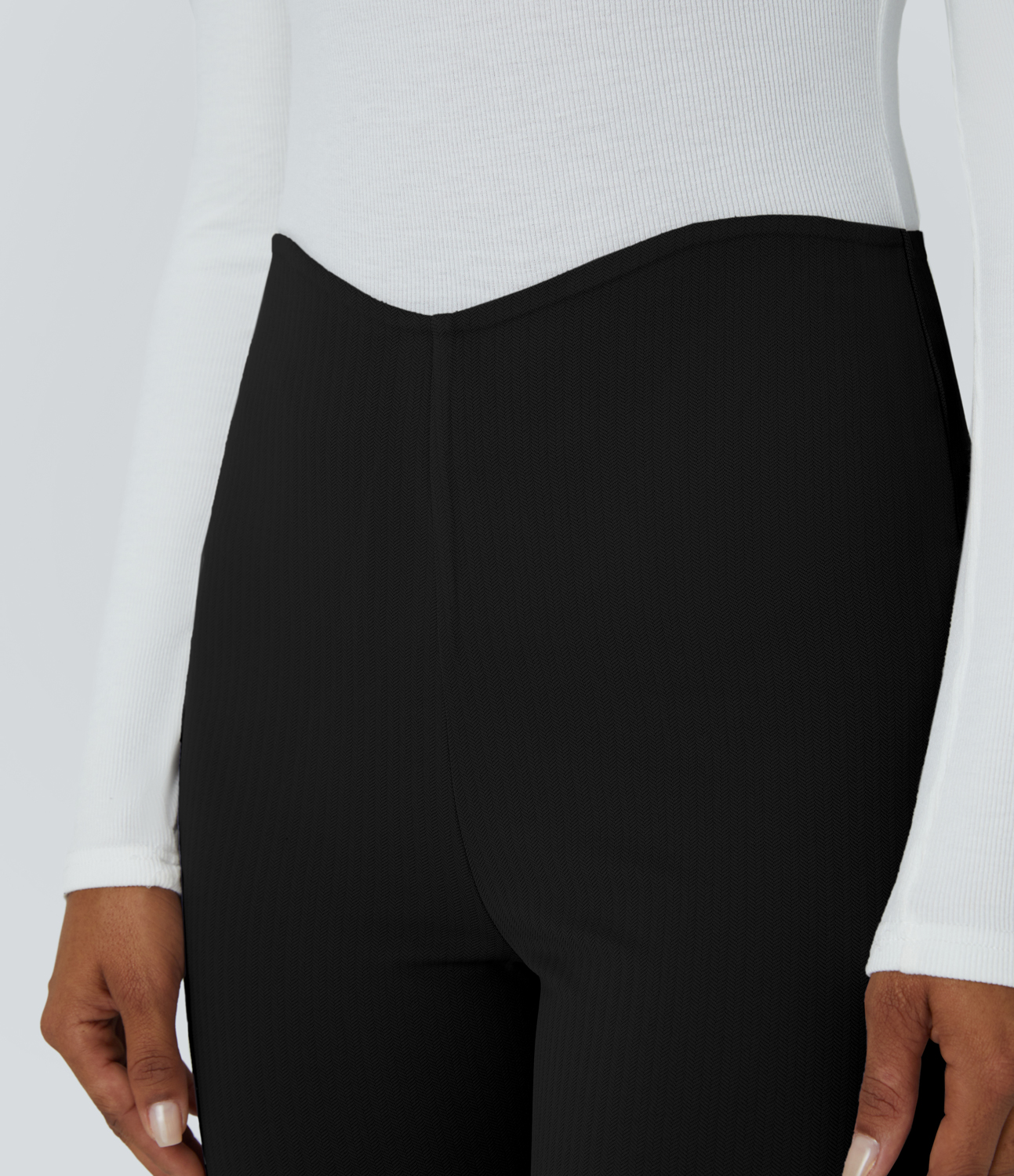 Halara Halara Flexв„ў Super High Waisted Back Side Pocket Herringbone Skinny Work Pants  - Black - XL(regular) sweatpants jogger pants 