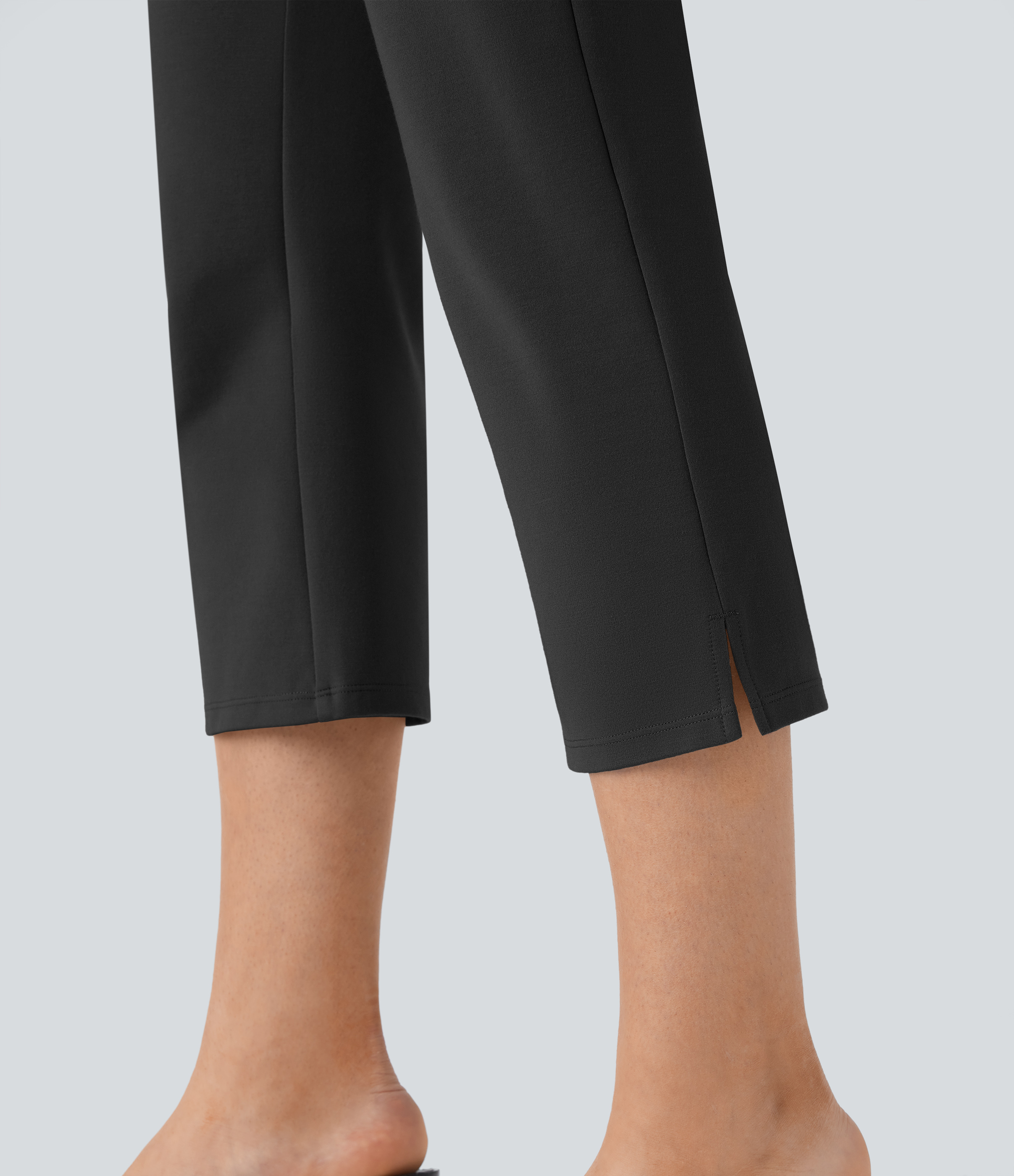 Halara Halara Flexв„ў Mid Rise Back Side Pocket Split Slight Flare Capri Work Pants  - Black - XL(regular) sweatpants jogger pants 