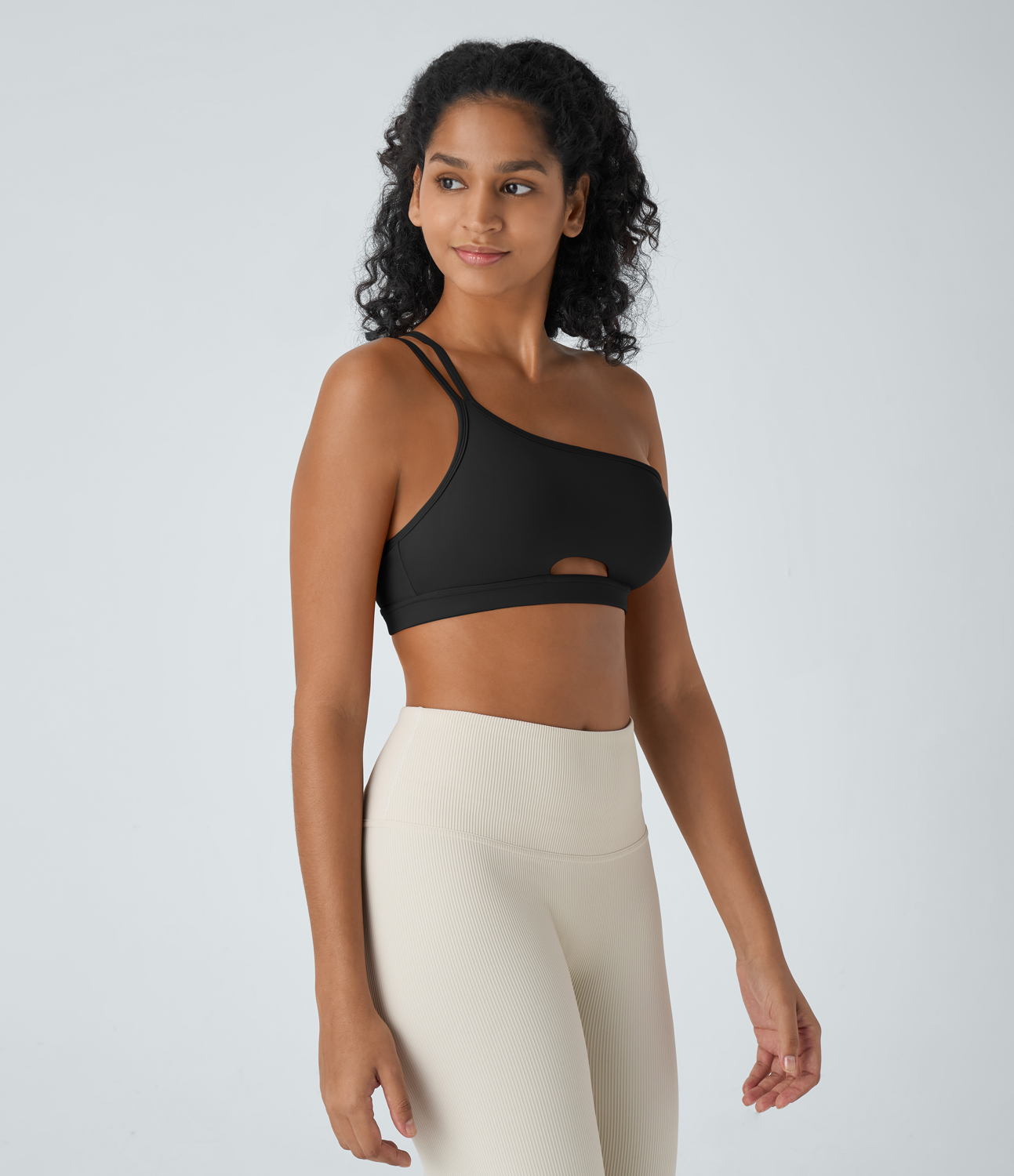 Halara Softlyzeroв„ў Low Support One Shoulder Cut Out Backless Yoga Sports Bra-UPF50+  - Black - XL push up bra strapless bra backless bra 