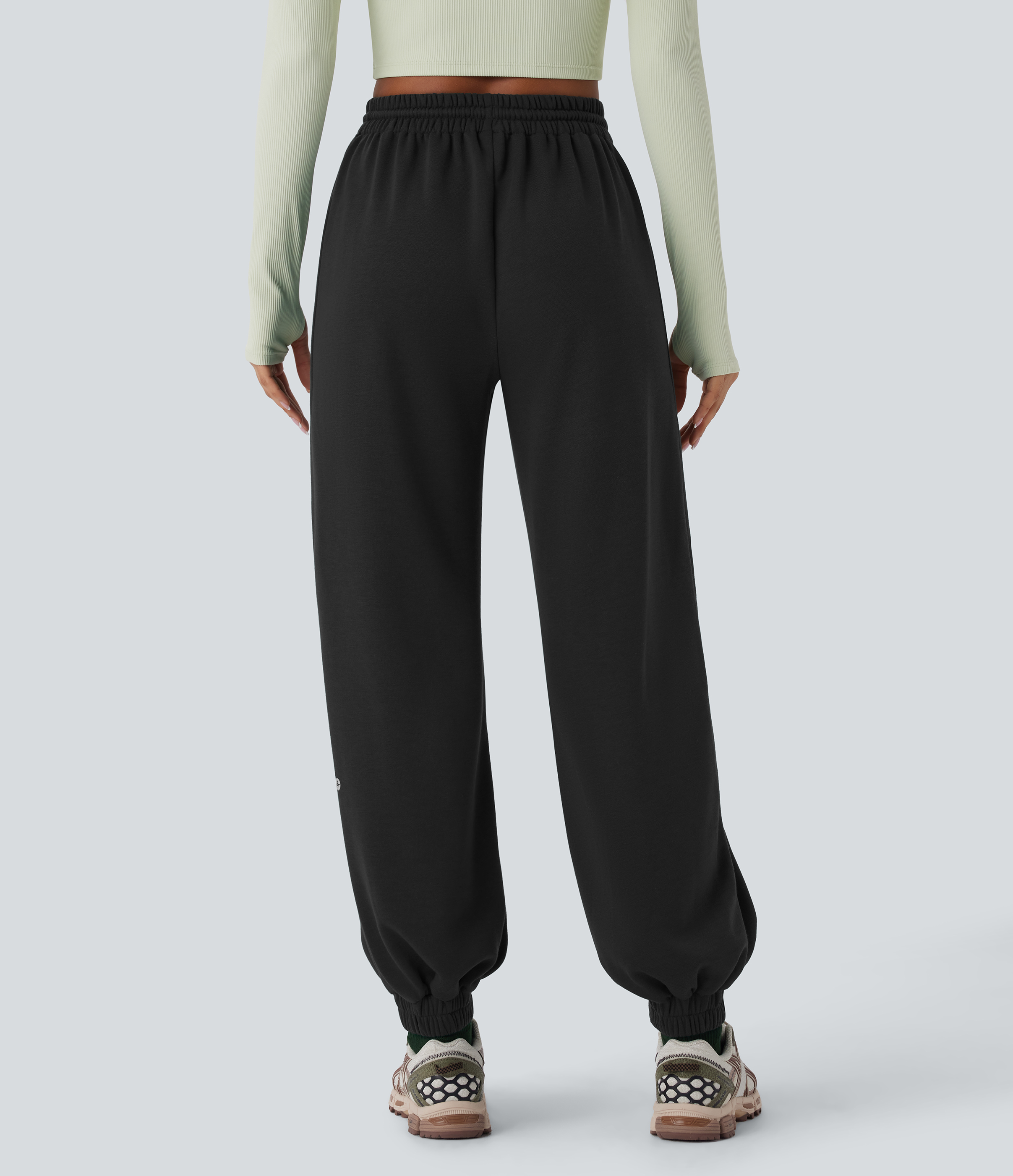 Halara High Waisted Drawstring Side Pocket Running Joggers  - Black - XS(regular) 