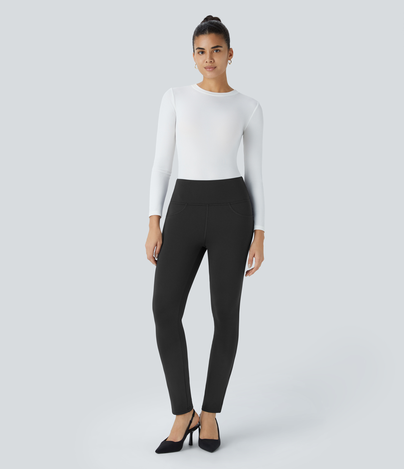 Halara HalaraFlexв„ў High Waisted Back Pocket Tapered Work Pants  - Black - L(regular) 