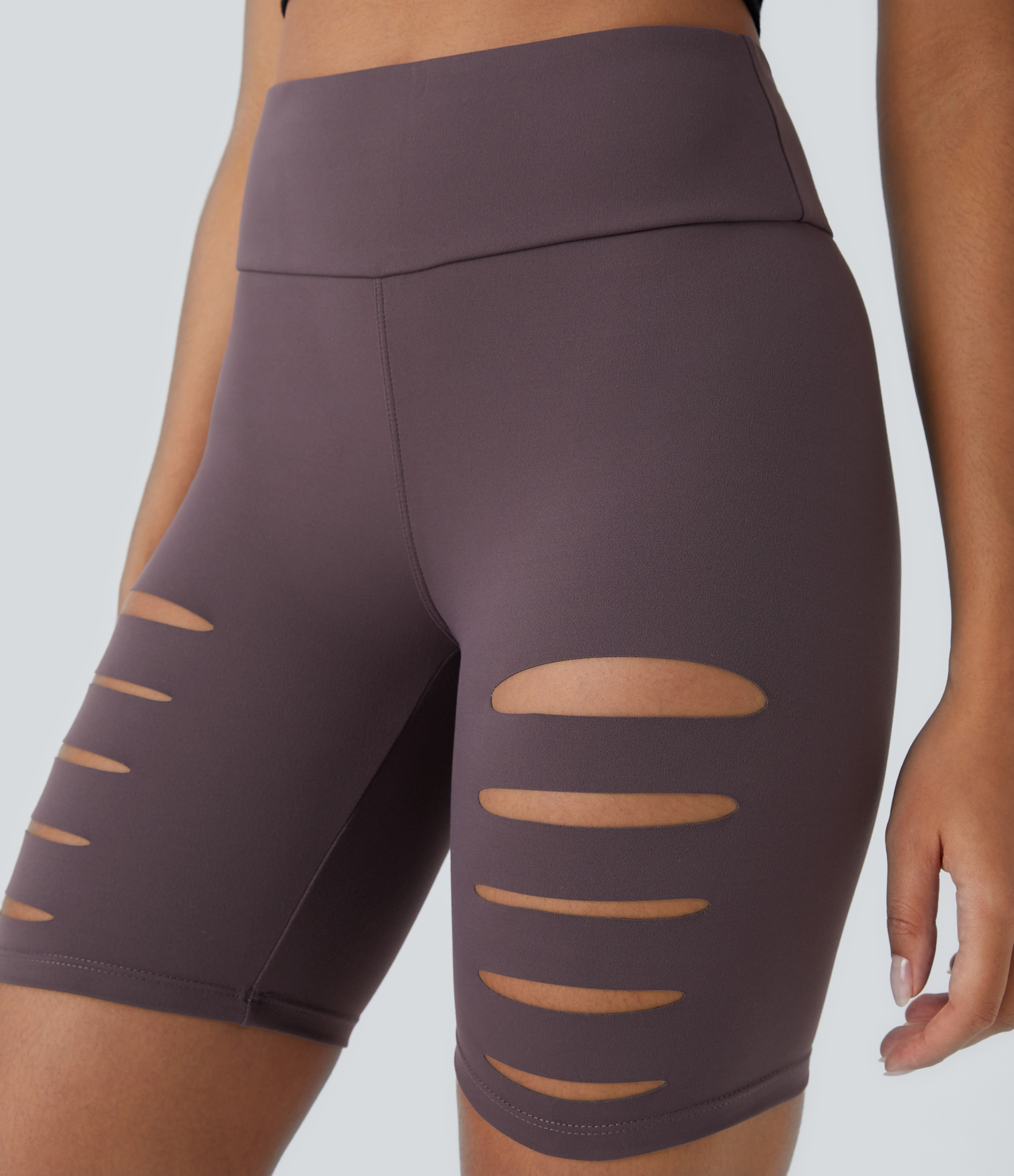 Halara High Waisted Ripped Casual Biker Shorts 7``  - Dusky Evening purple - L biker shorts women black biker shorts womens biker shorts 