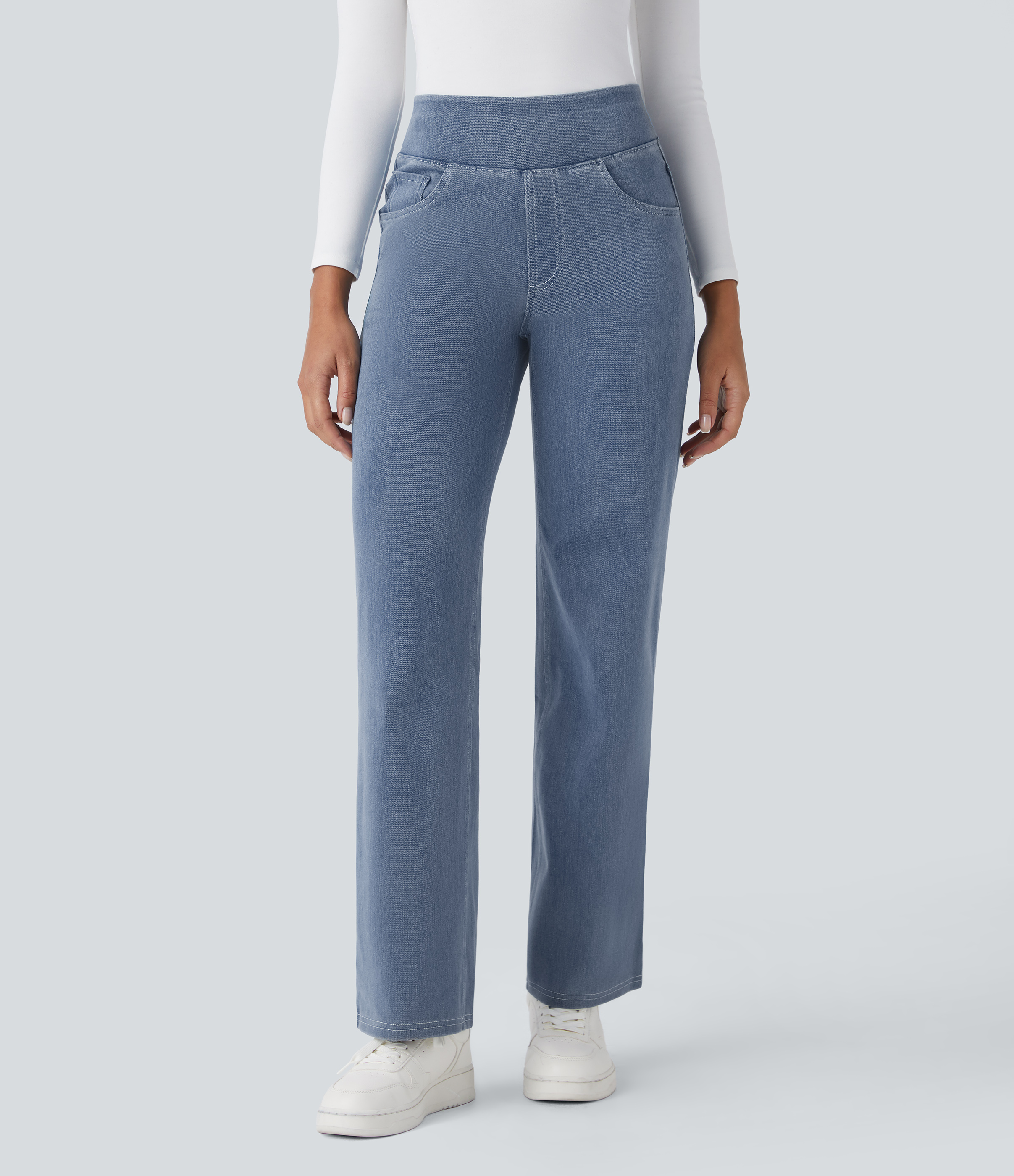 Halara Flex™ High Waisted Pockets Straight Leg Women Work Denim Jeans